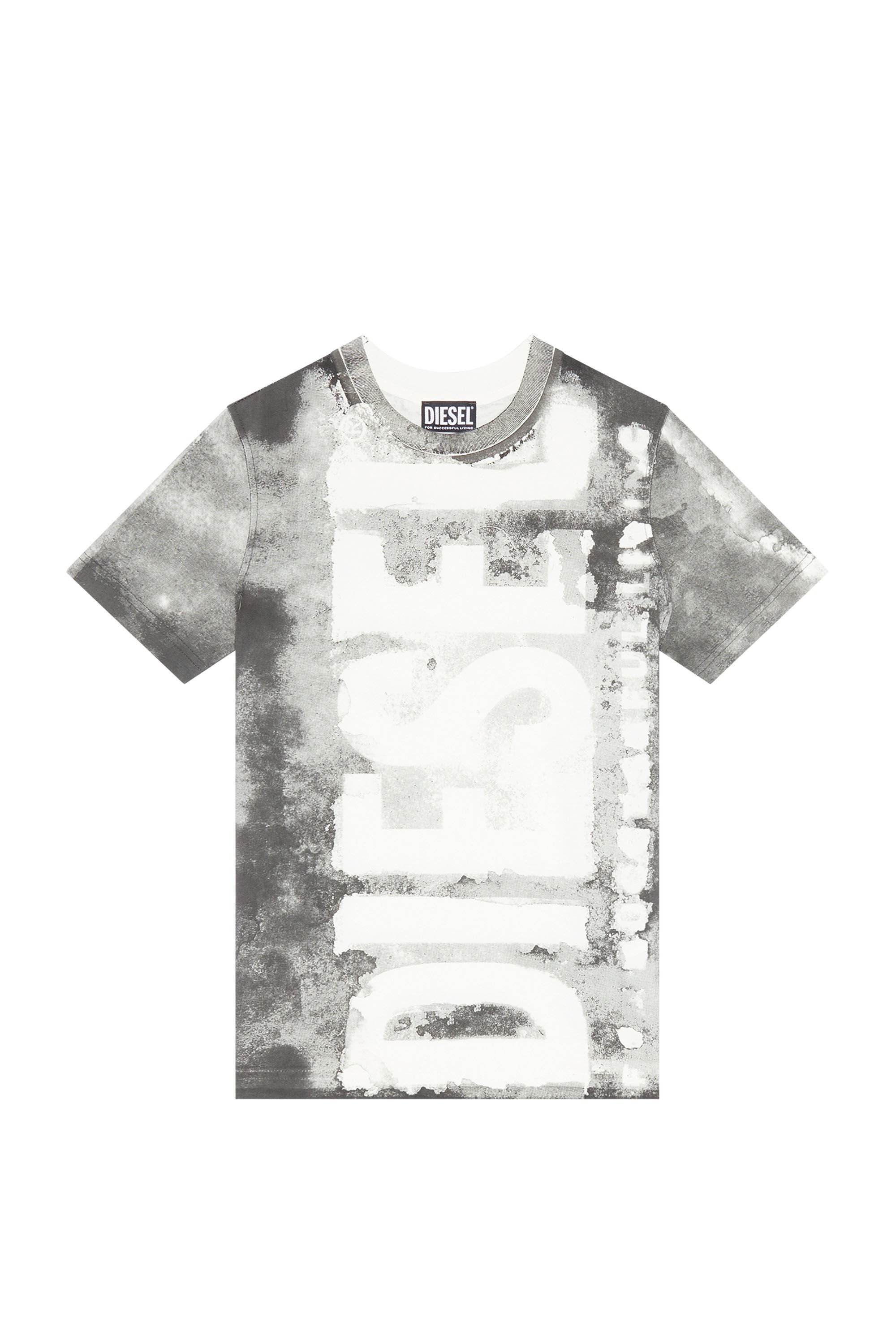 Diesel - T-REG-G1, Woman T-shirt with bleeding-effect logo in Grey - Image 2