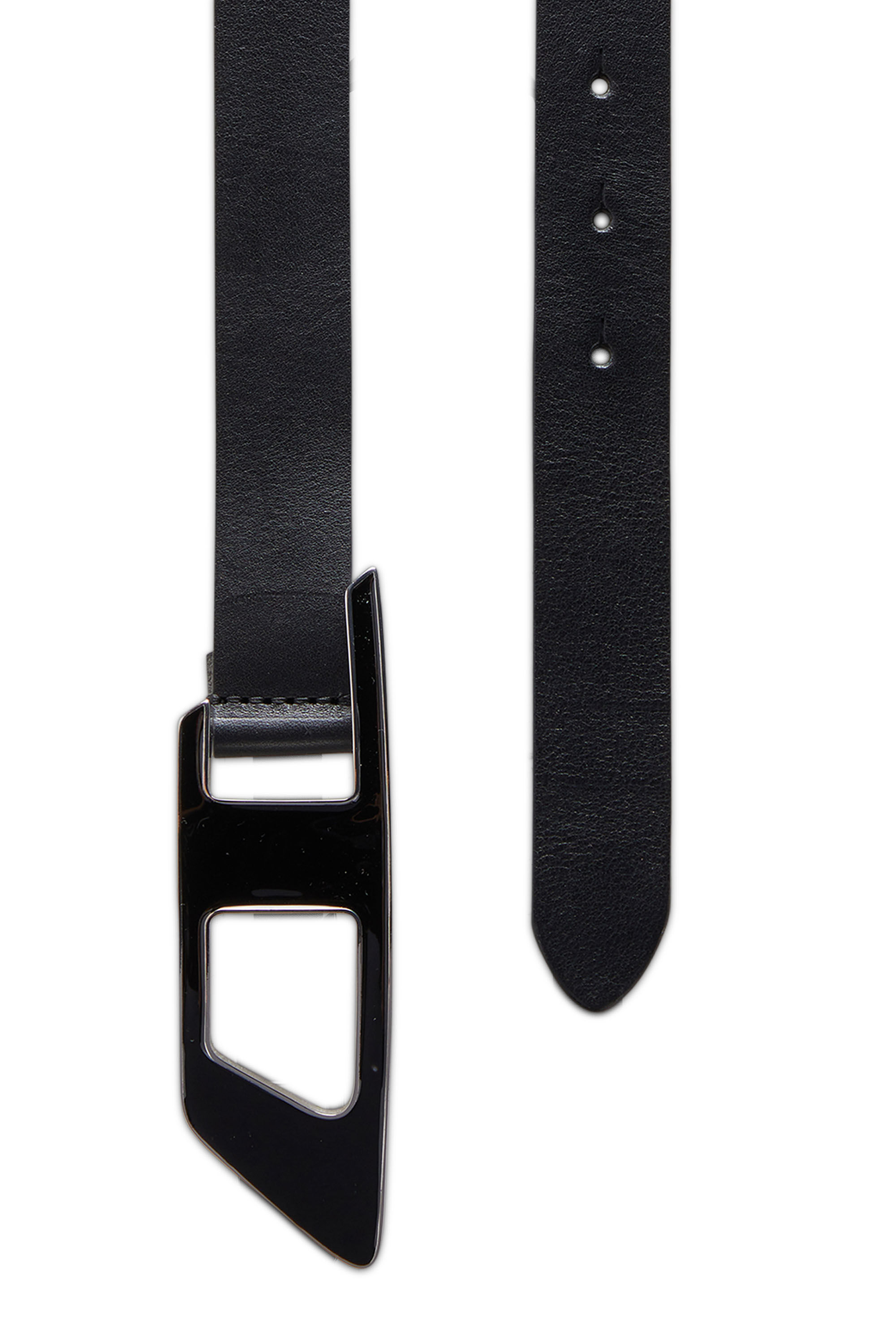 Diesel - B-DLOGO II, Woman Leather belt with enamelled D buckle in Black - Image 2