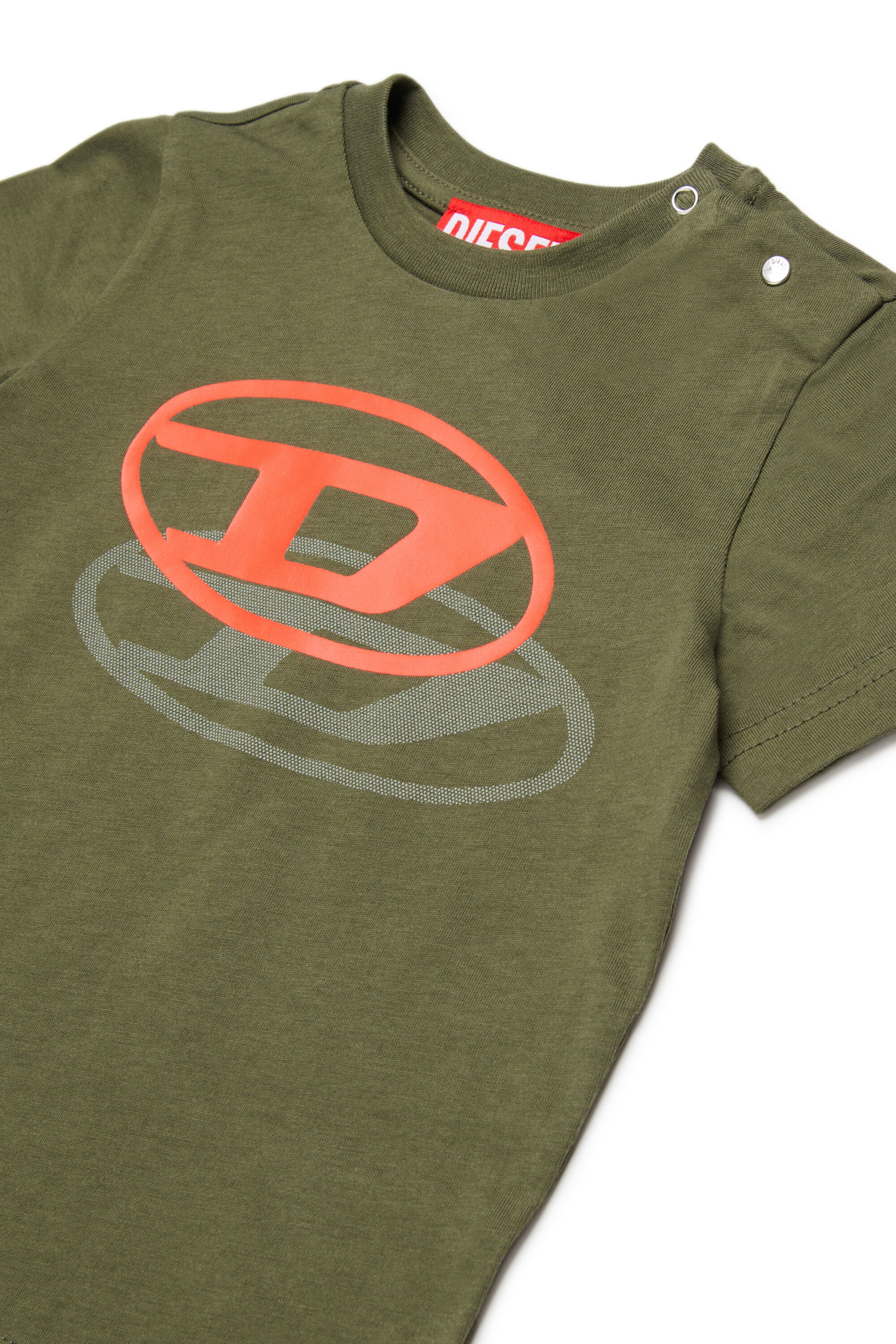 Diesel - TVALEB, Man's Cotton T-shirt with shadow logo in Green - 3