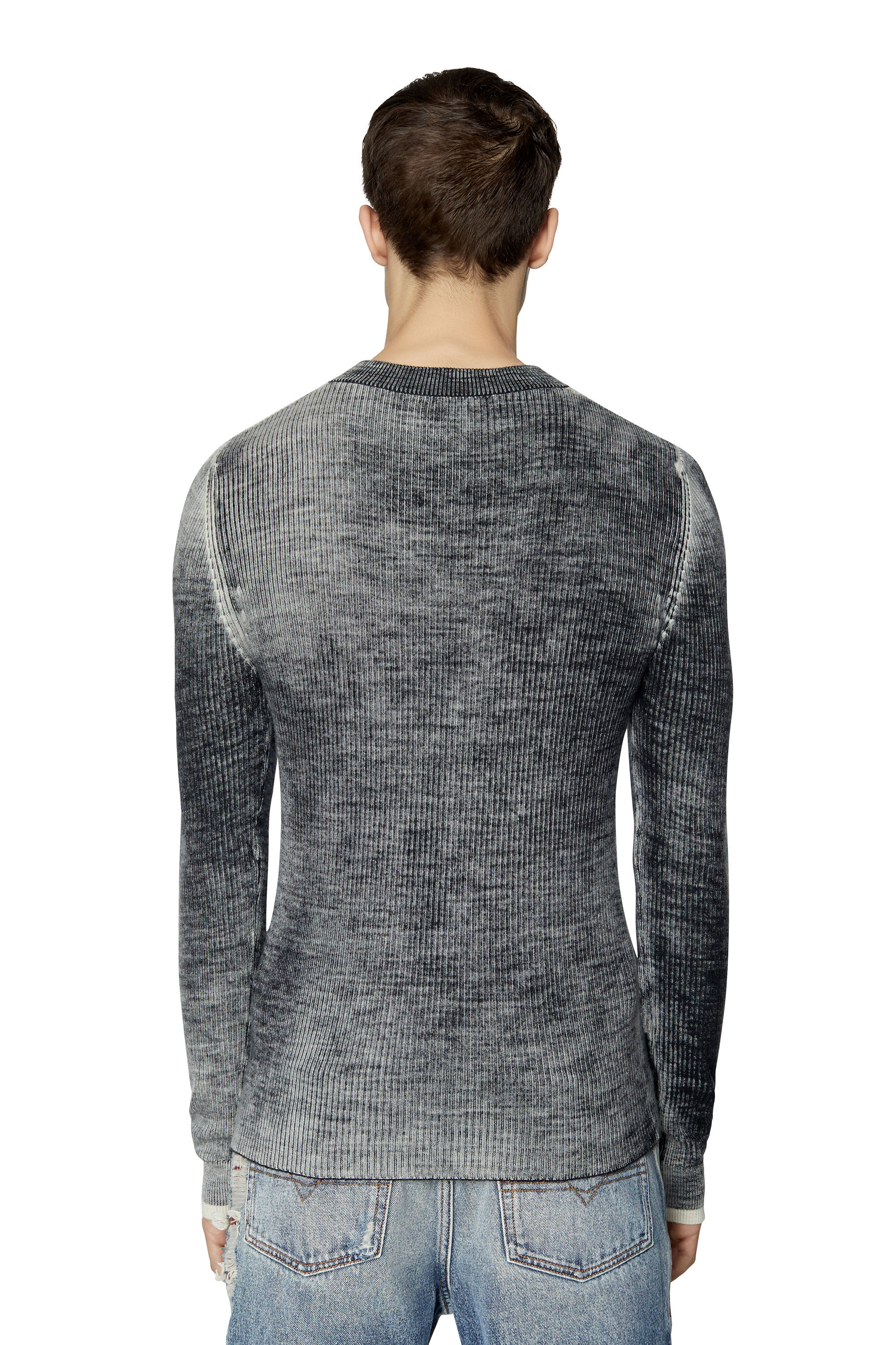 Diesel - K-ATULLUS, Man Printed wool jumper with logo in Black - Image 4