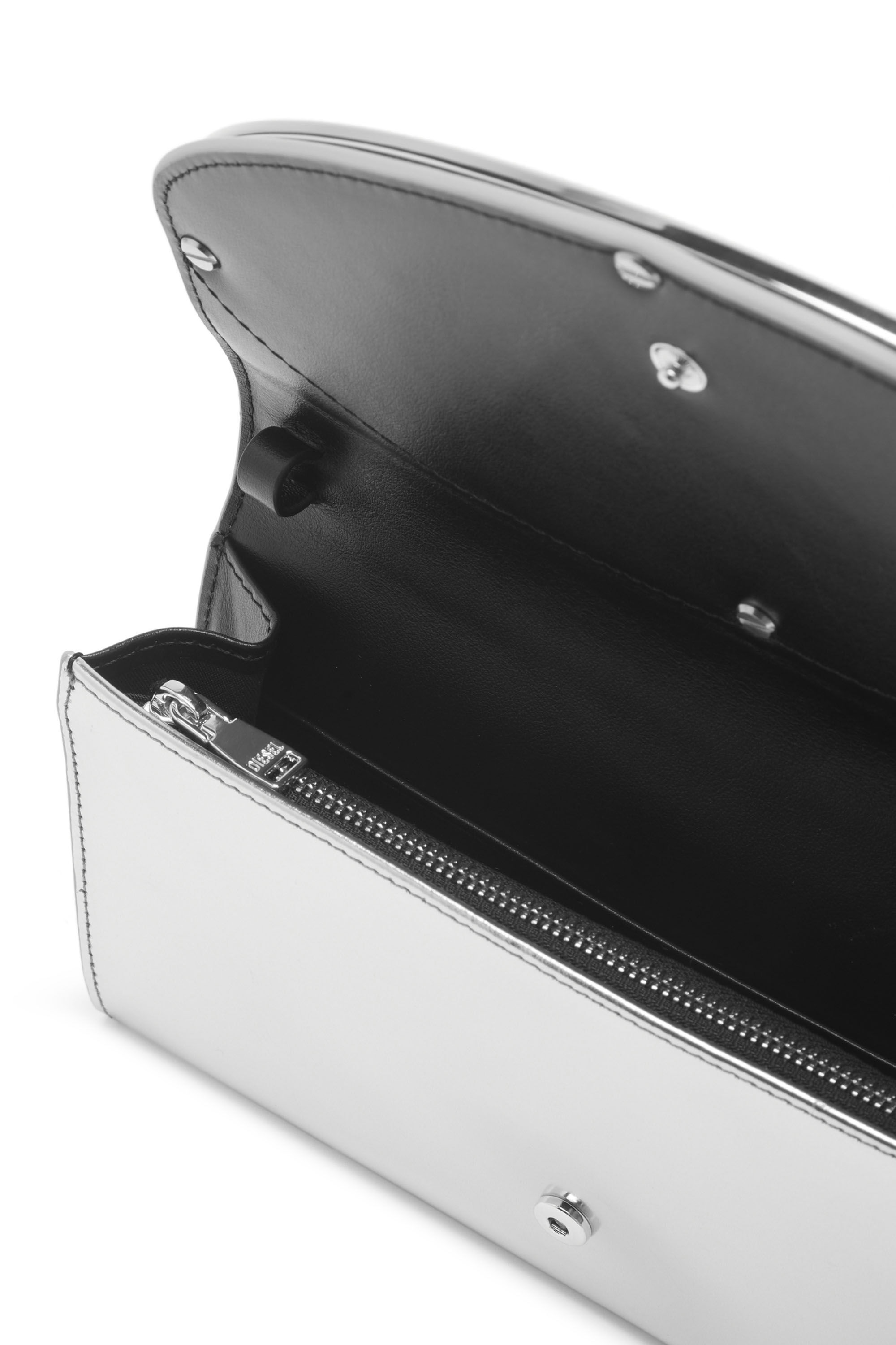 Diesel - LONG WALLET ZIP XXL, Woman Wallet purse in metallic leather in Silver - Image 3
