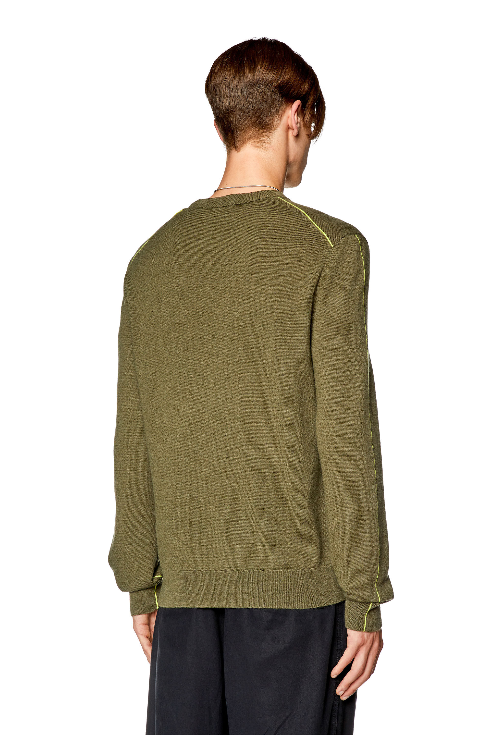 Diesel - K-VROMO, Man Jumper with contrast piping in Green - Image 4