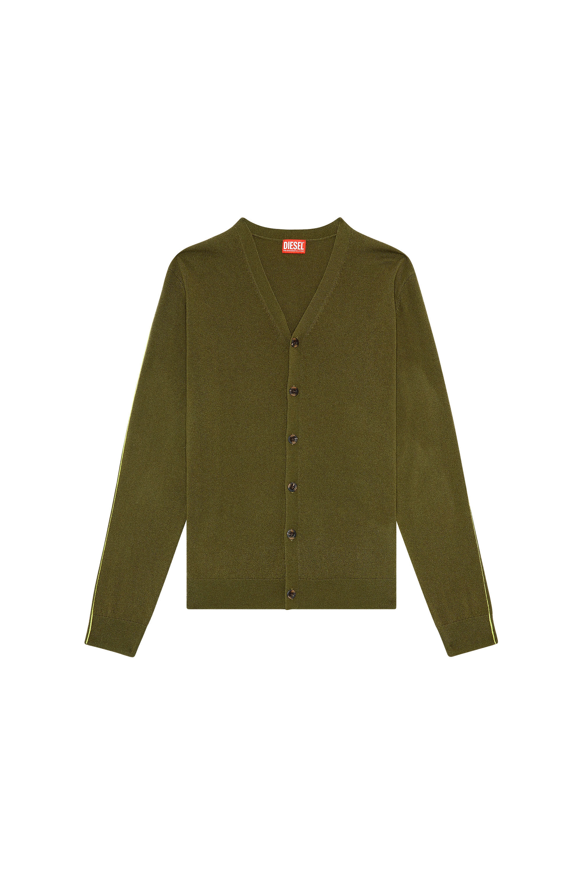Diesel - K-ZANTE, Man Cardigan with contrast piping in Green - Image 2
