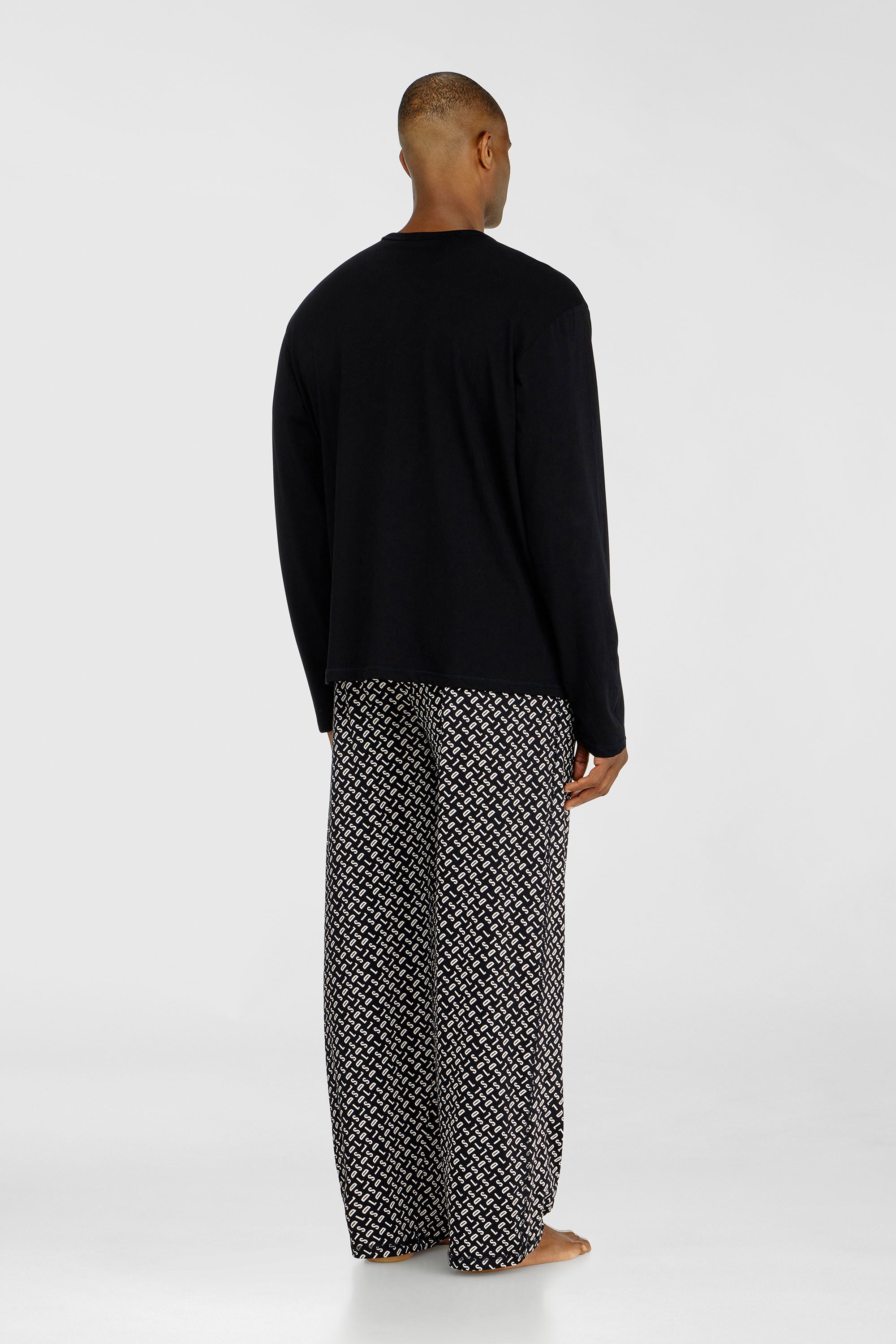 Diesel - SET-NOLAN-D-BOX, Man's Pyjama set in cotton with printed bottoms in Black/White - 3
