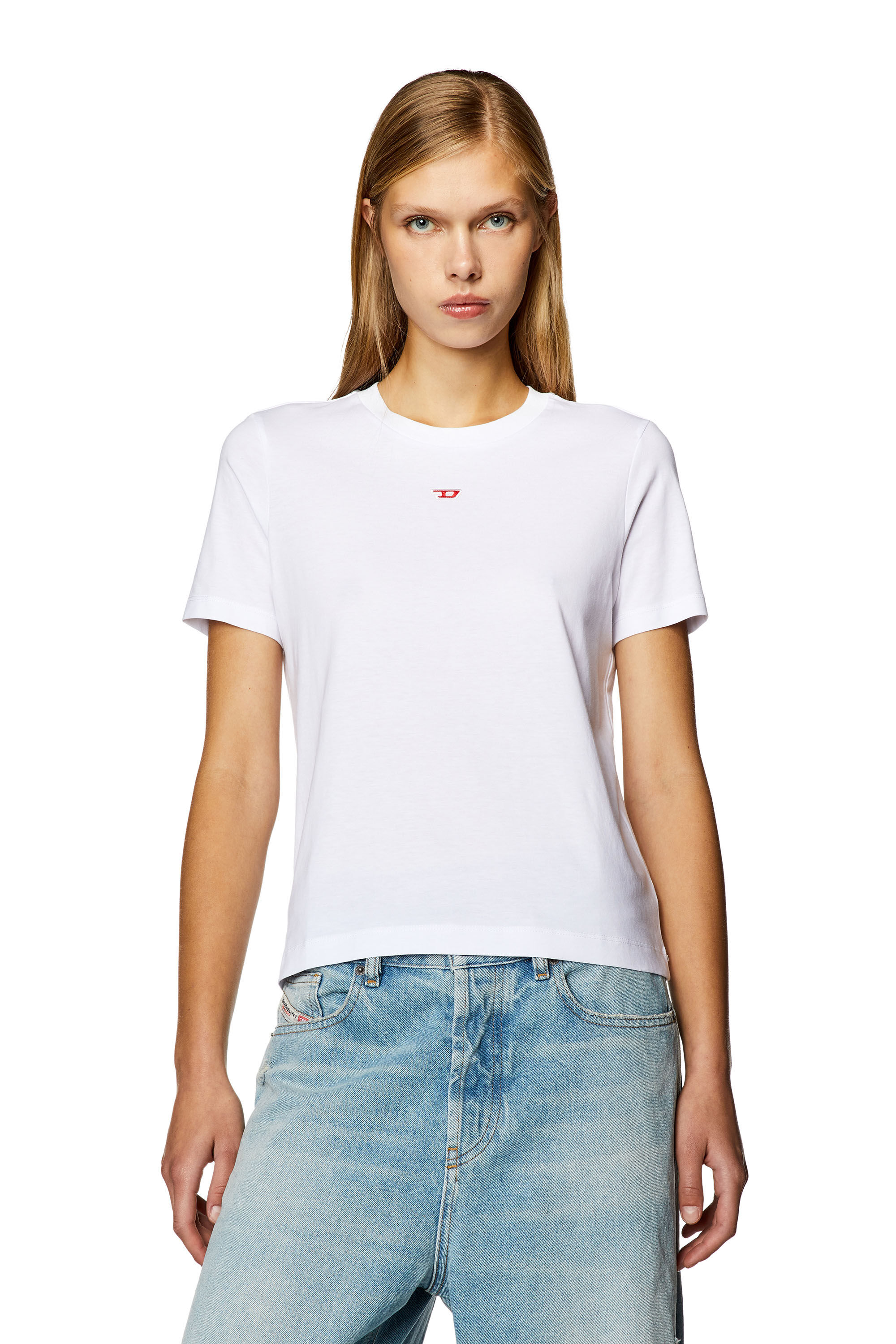 Diesel - T-REG-D, Woman T-shirt with mini logo patch in White - Image 3