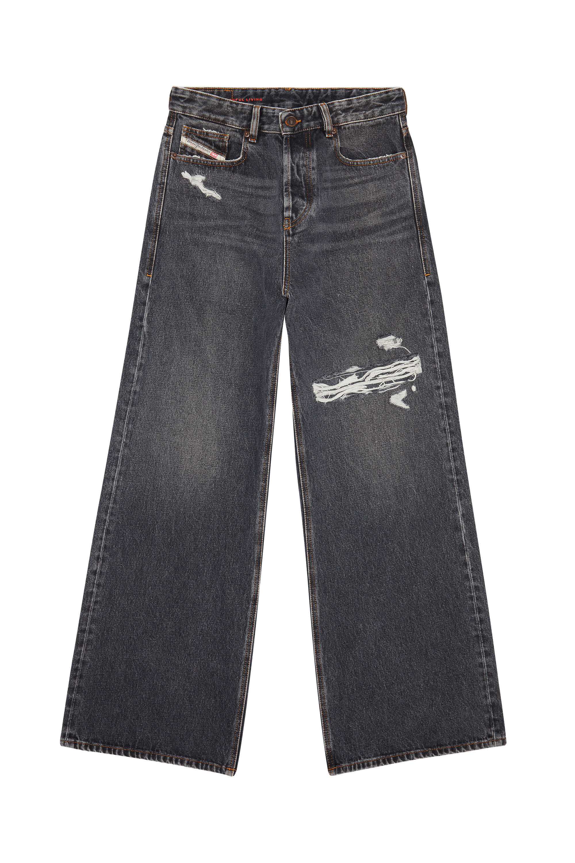 Diesel - Woman Straight Jeans 1996 D-Sire 007F6, Black/Dark grey - Image 2