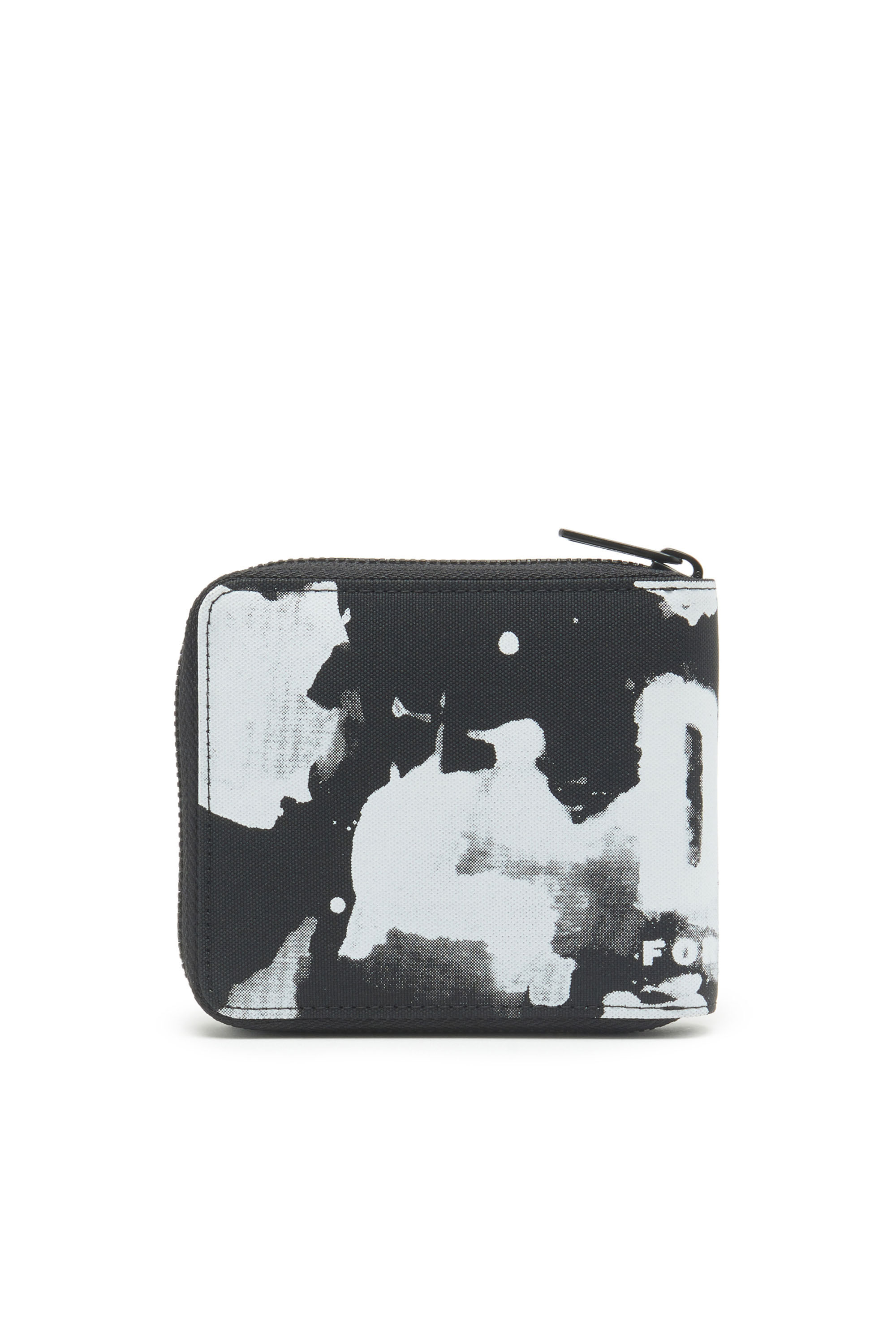 Diesel - RAVE BI-FOLD COIN ZIP XS, Unisex Zip wallet in logo-print fabric in Black - Image 2