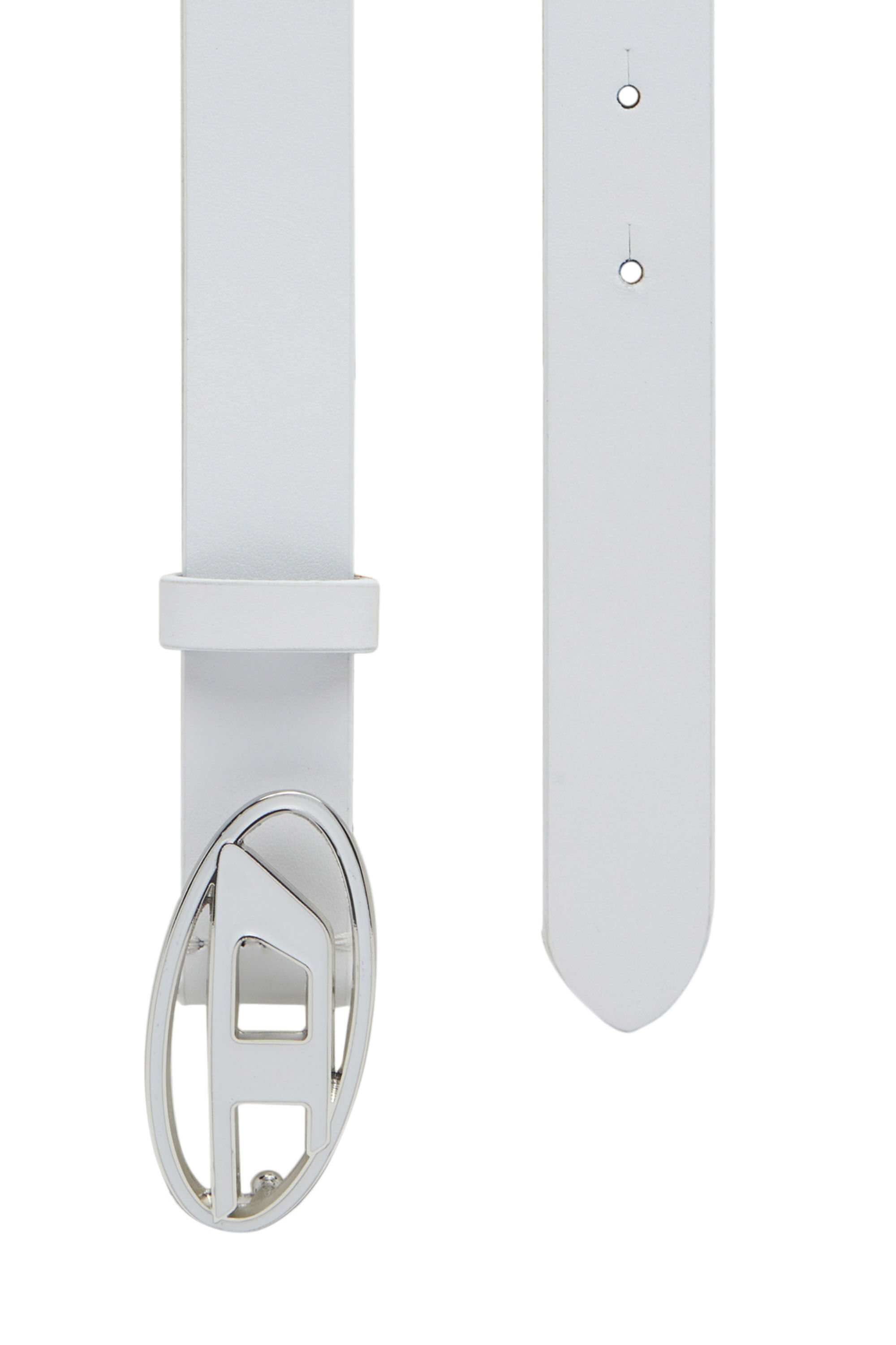 Diesel - B-1DR 25, Woman Leather belt with enamelled buckle in White - Image 2