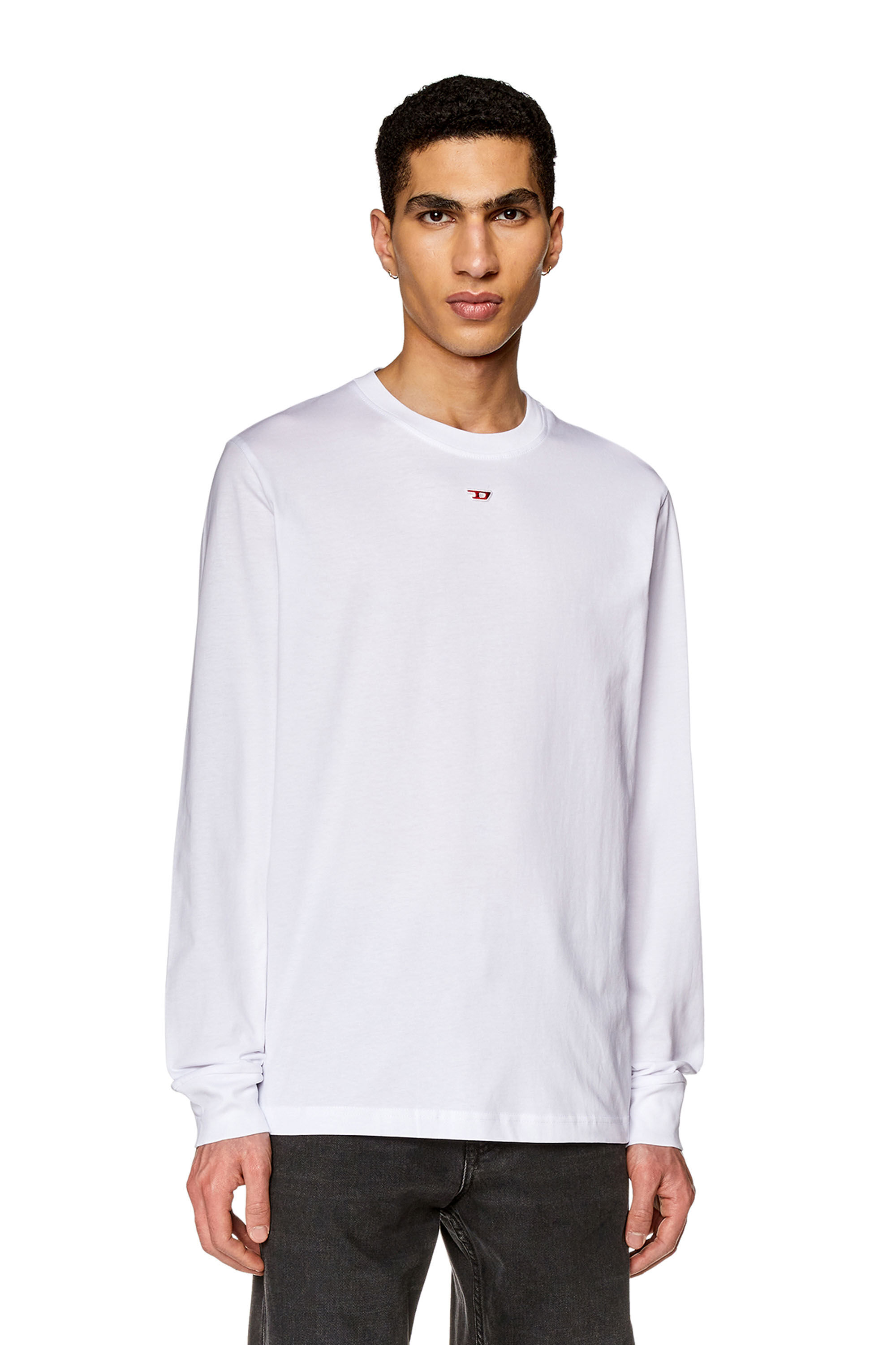 Diesel - T-JUST-LS-D, Man Long-sleeve T-shirt with D patch in White - Image 3