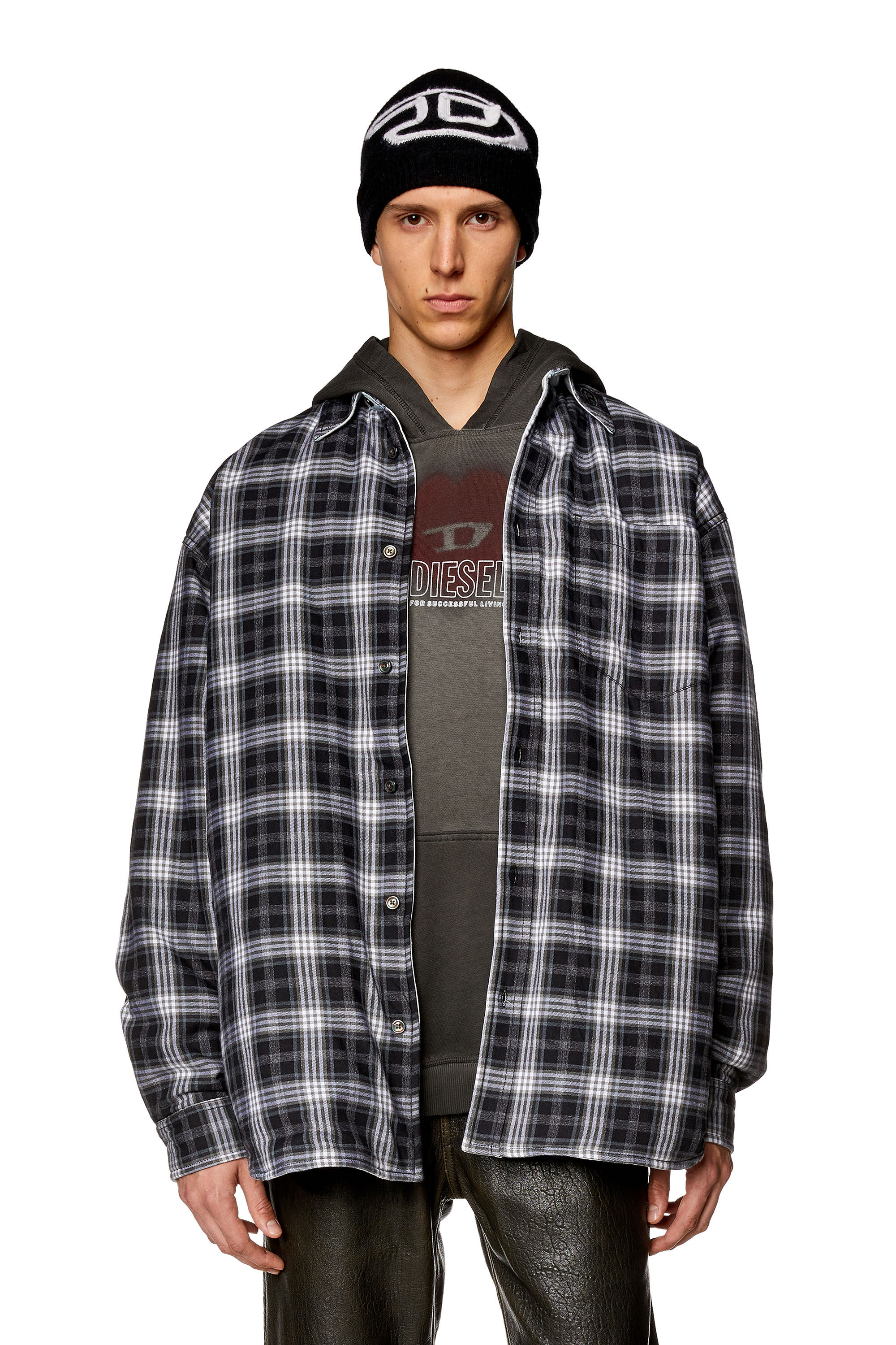 Diesel - S-DEWNY-DOUBLE-CHECK-A, Man Reversible padded overshirt in Multicolor - Image 3