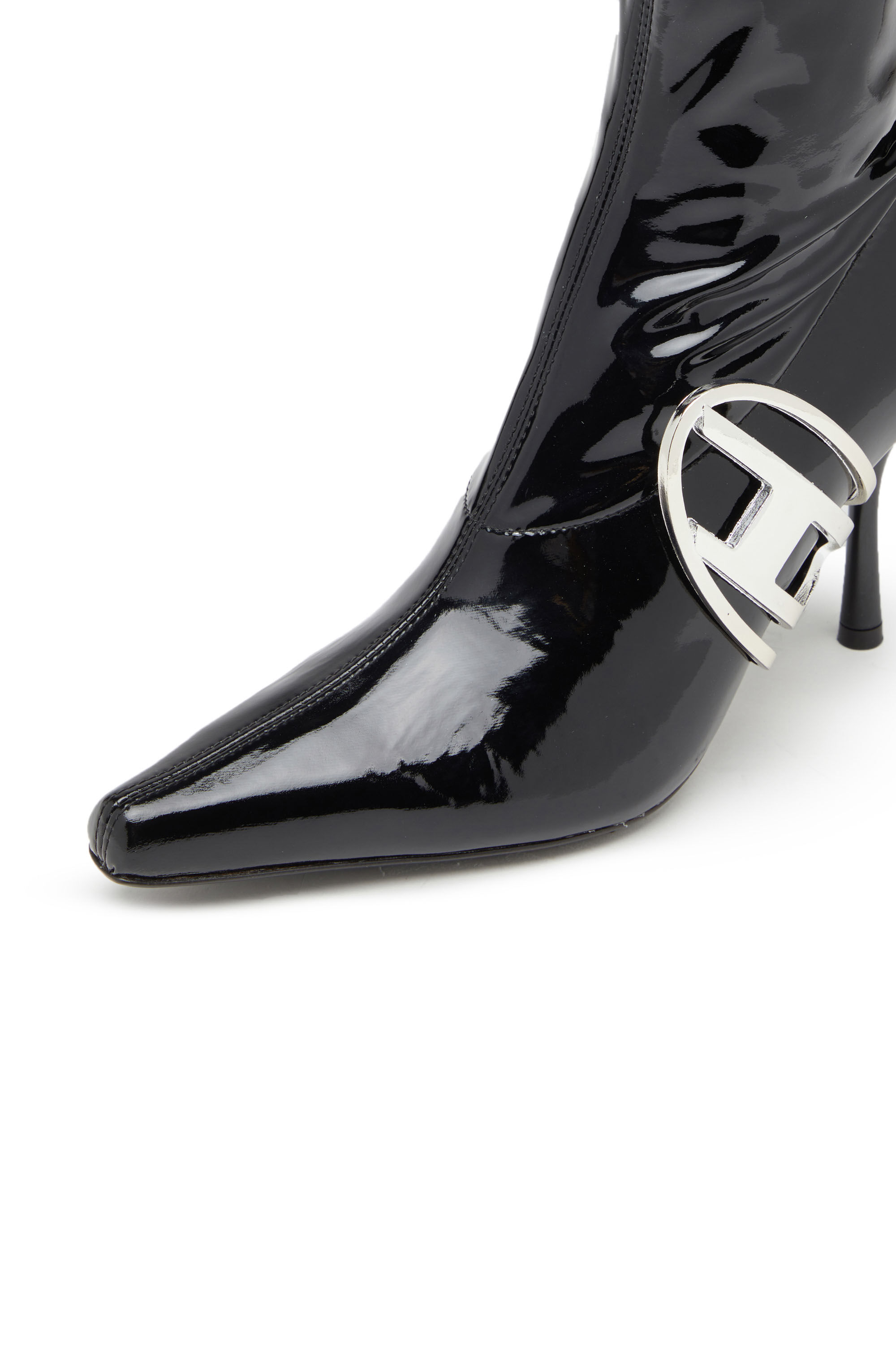 Diesel - D-ECLIPSE BT, Woman D-Eclipse BT - Patent ankle boots with oval D plaque in Black - Image 4