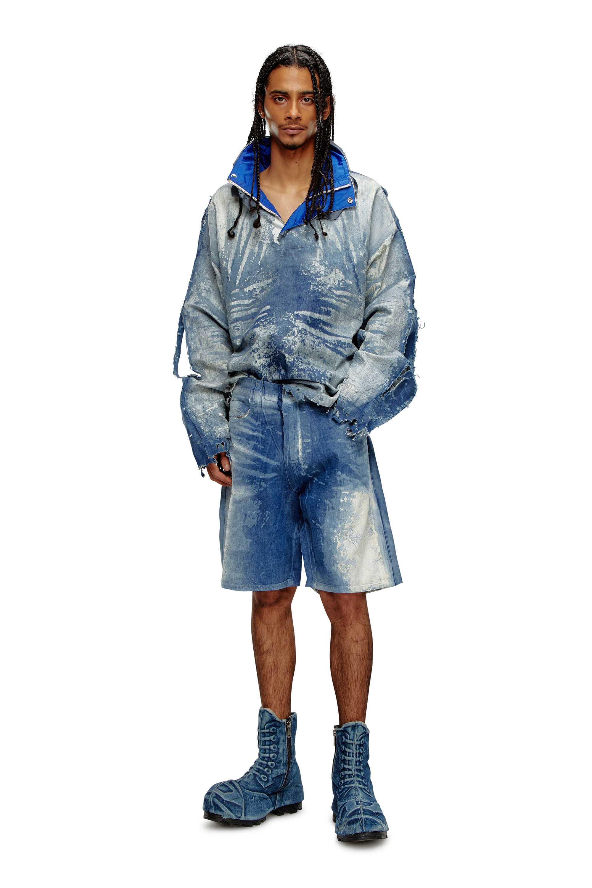 Diesel - D-SHORTY-FSE, Man Shorts in peel-off denim in Blue - Image 1