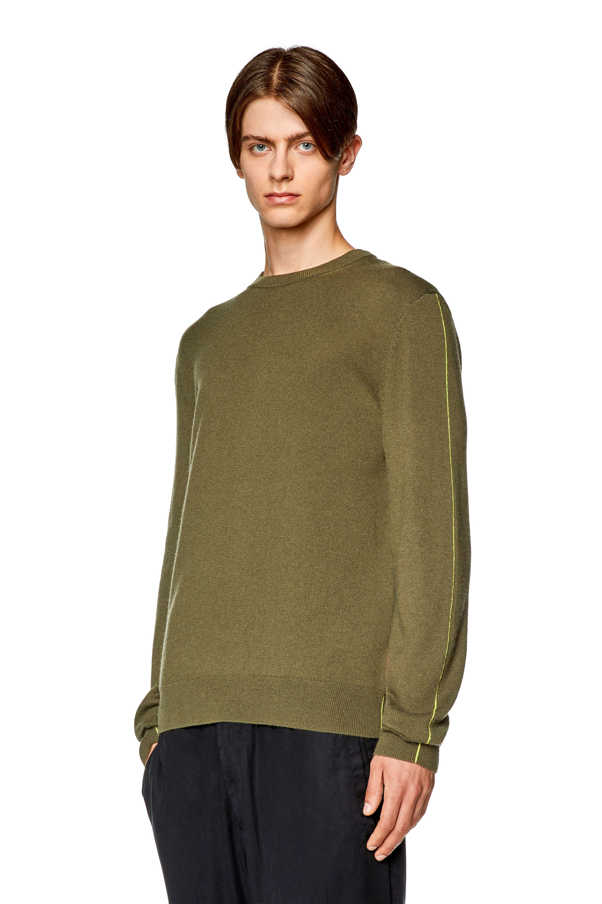 Diesel - K-VROMO, Man Jumper with contrast piping in Green - Image 5