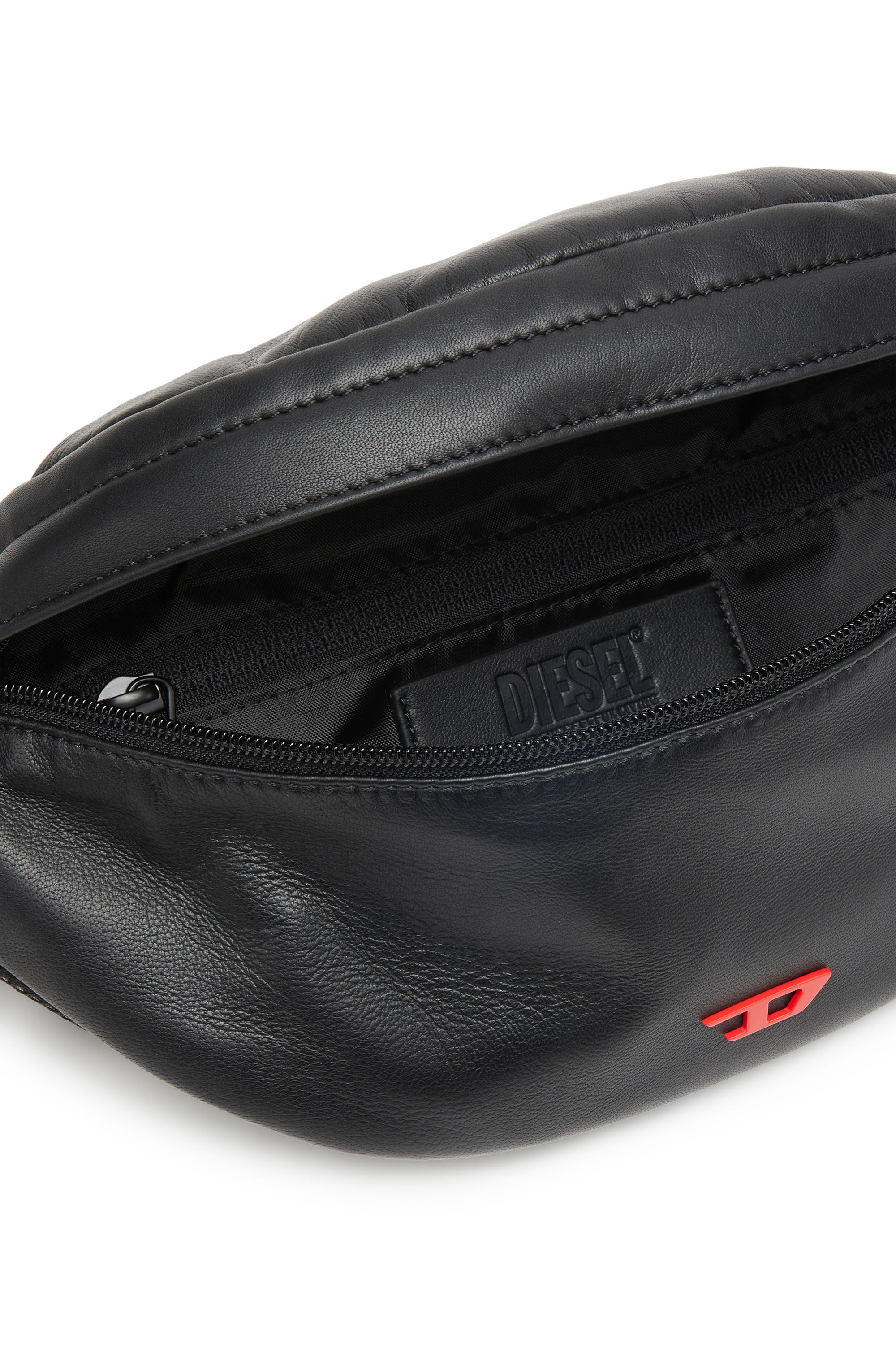 Diesel - RAVE BELTBAG, Man Rave-Leather belt bag with metal D in Black - Image 2
