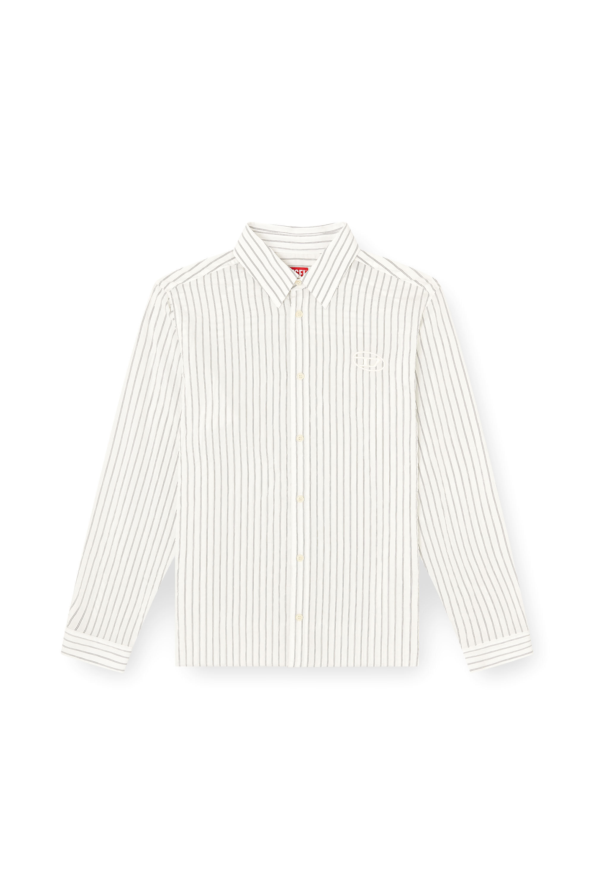 Diesel - S-SIMPLY-GSBG, Man's Wool blend shirt with Oval D embroidery in Grey/White - 2