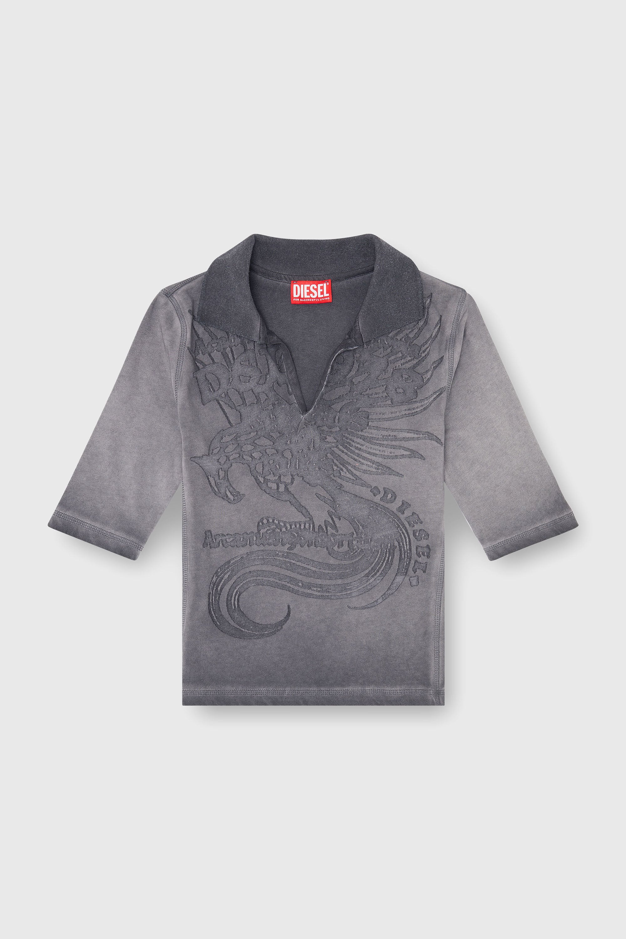 Diesel - T-BEA, Woman's Slim polo with d&eacute;vor&eacute; print in Grey - 2