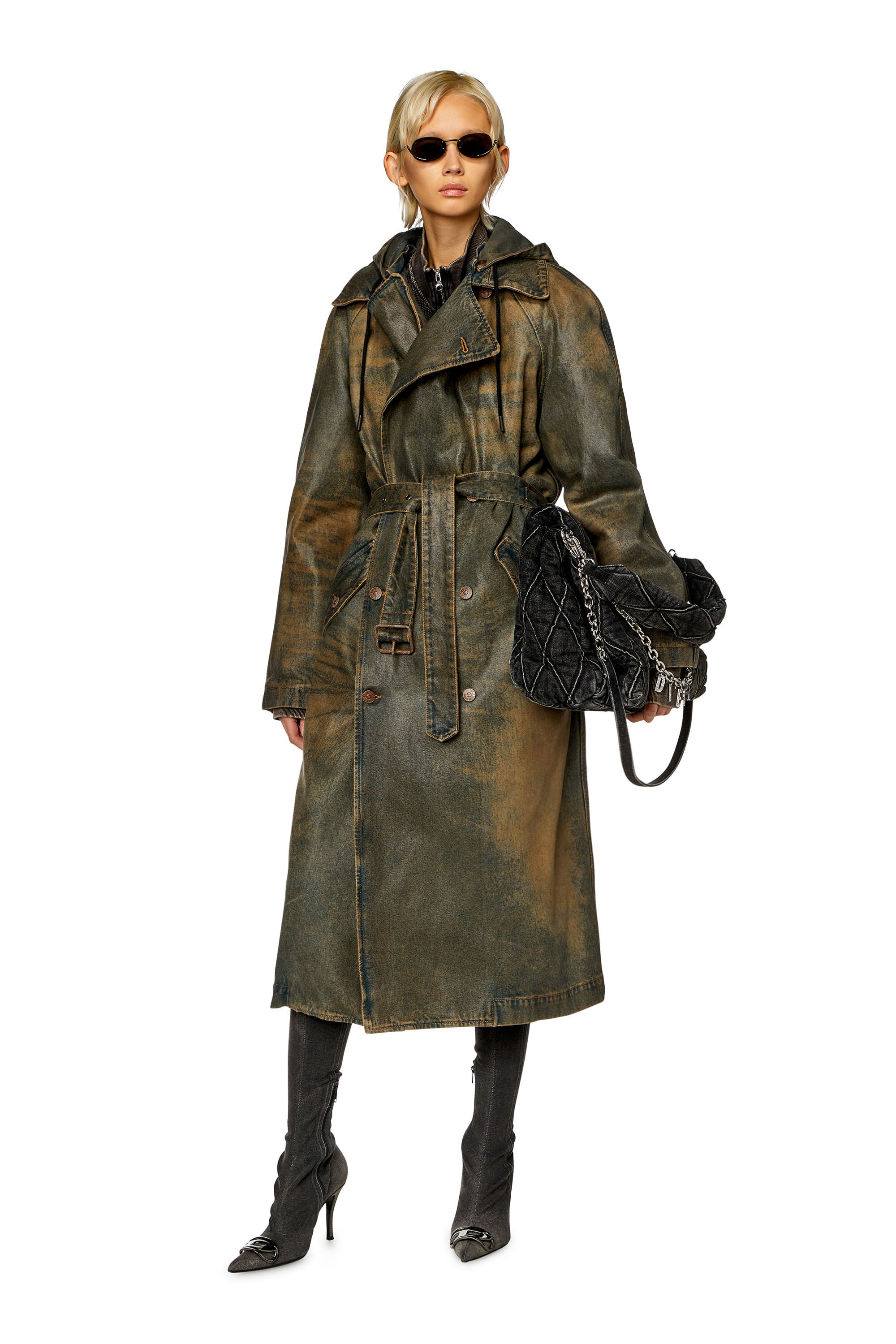 Diesel - CL-J-MATTHEW, Unisex Trench coat in coated denim in Brown - Image 6