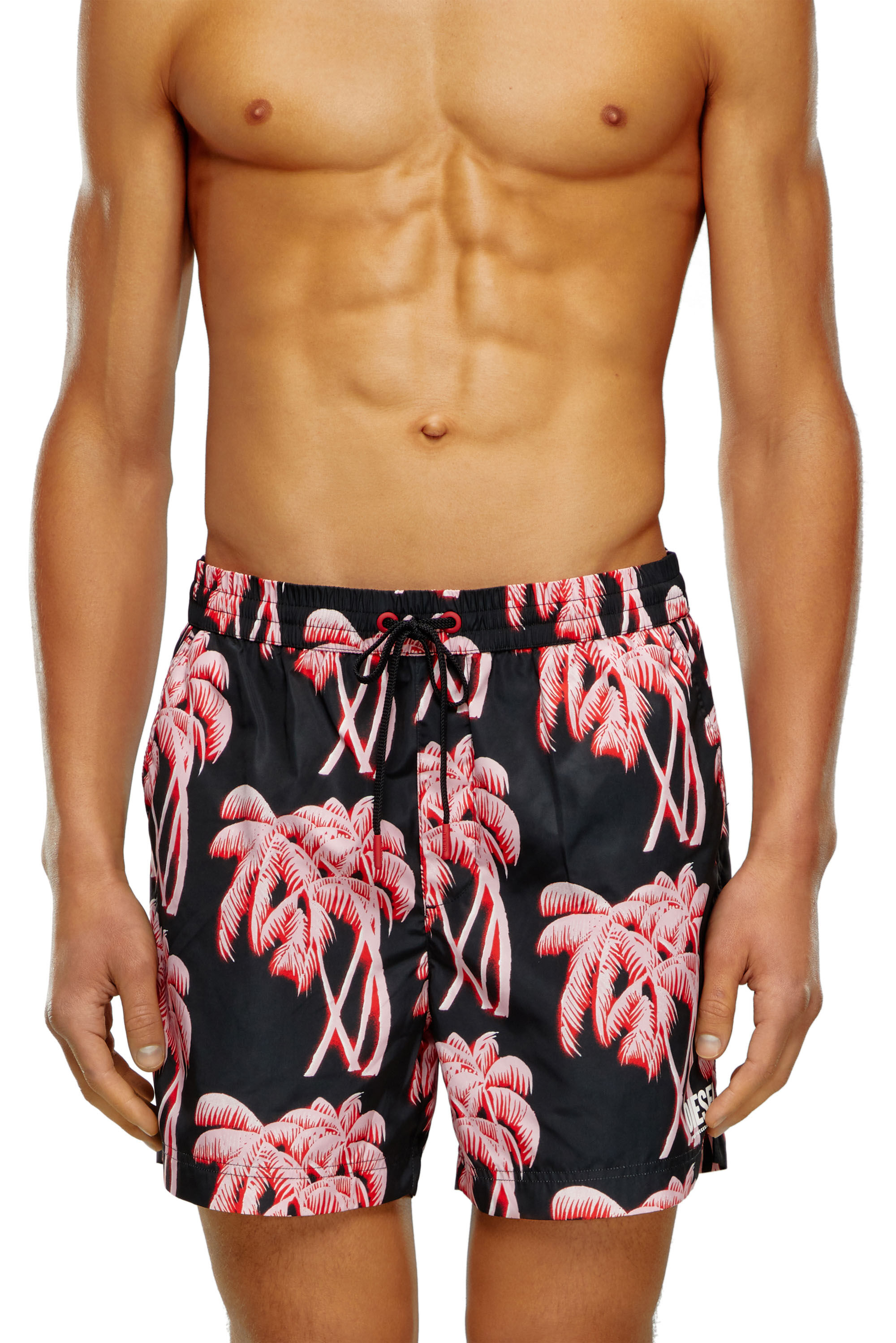 Diesel - BMBX-RIO-41-ZIP, Man Board shorts with palm tree print in Multicolor - Image 1