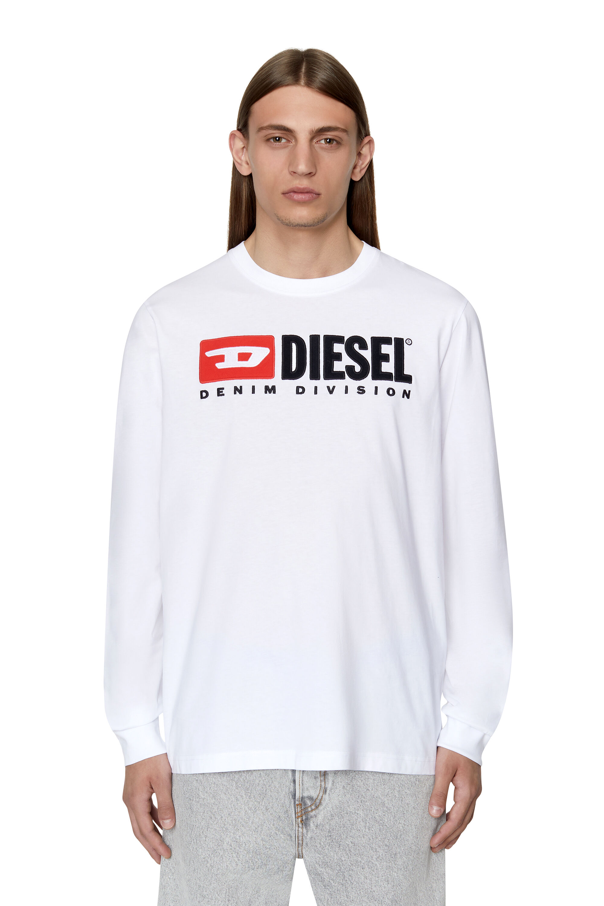 Diesel - T-JUST-LS-DIV, Man Long-sleeve T-shirt with embroidery in White - Image 3