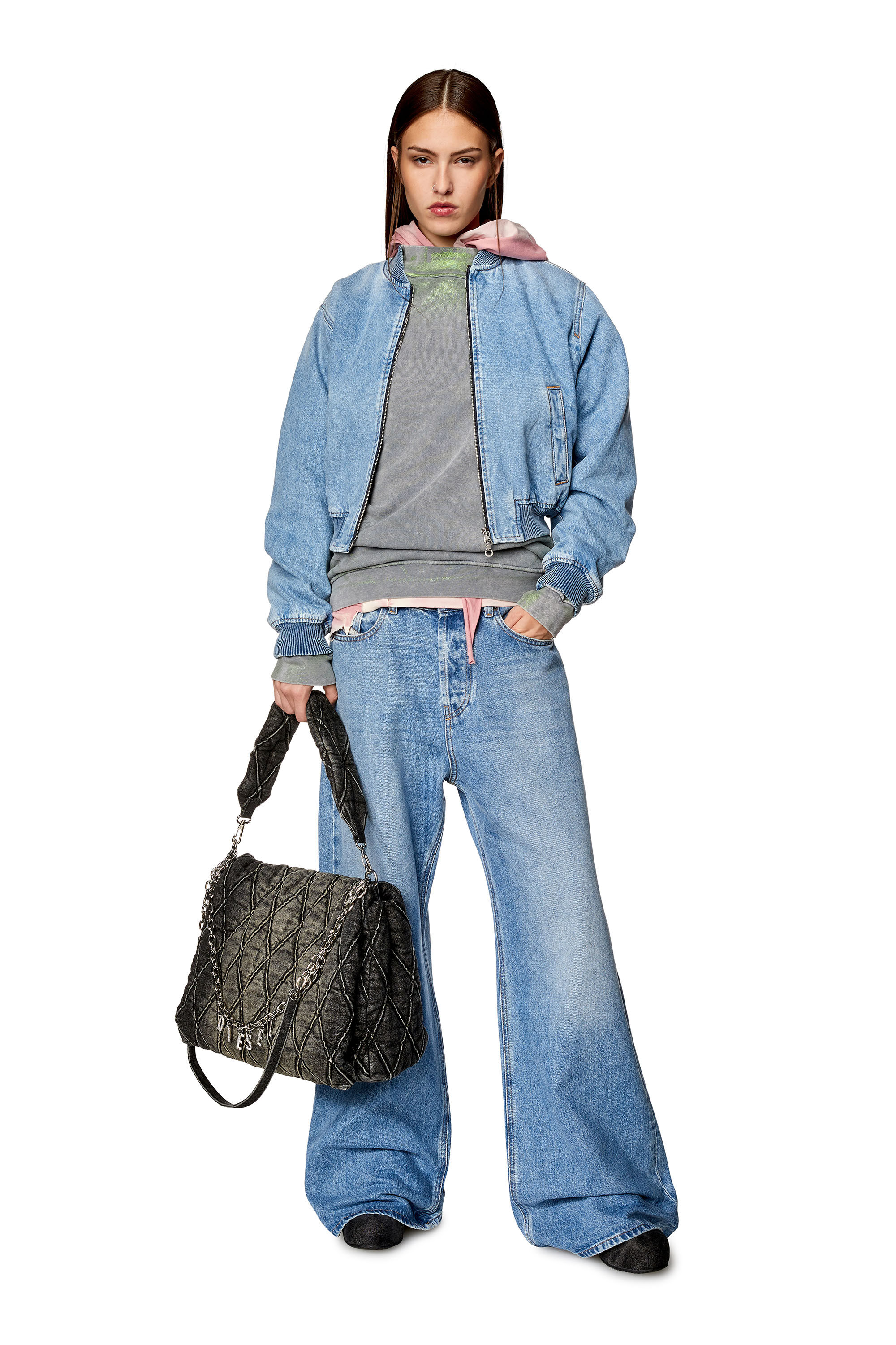 Diesel - DE-KIDDO, Woman Bomber jacket in denim in Blue - Image 1