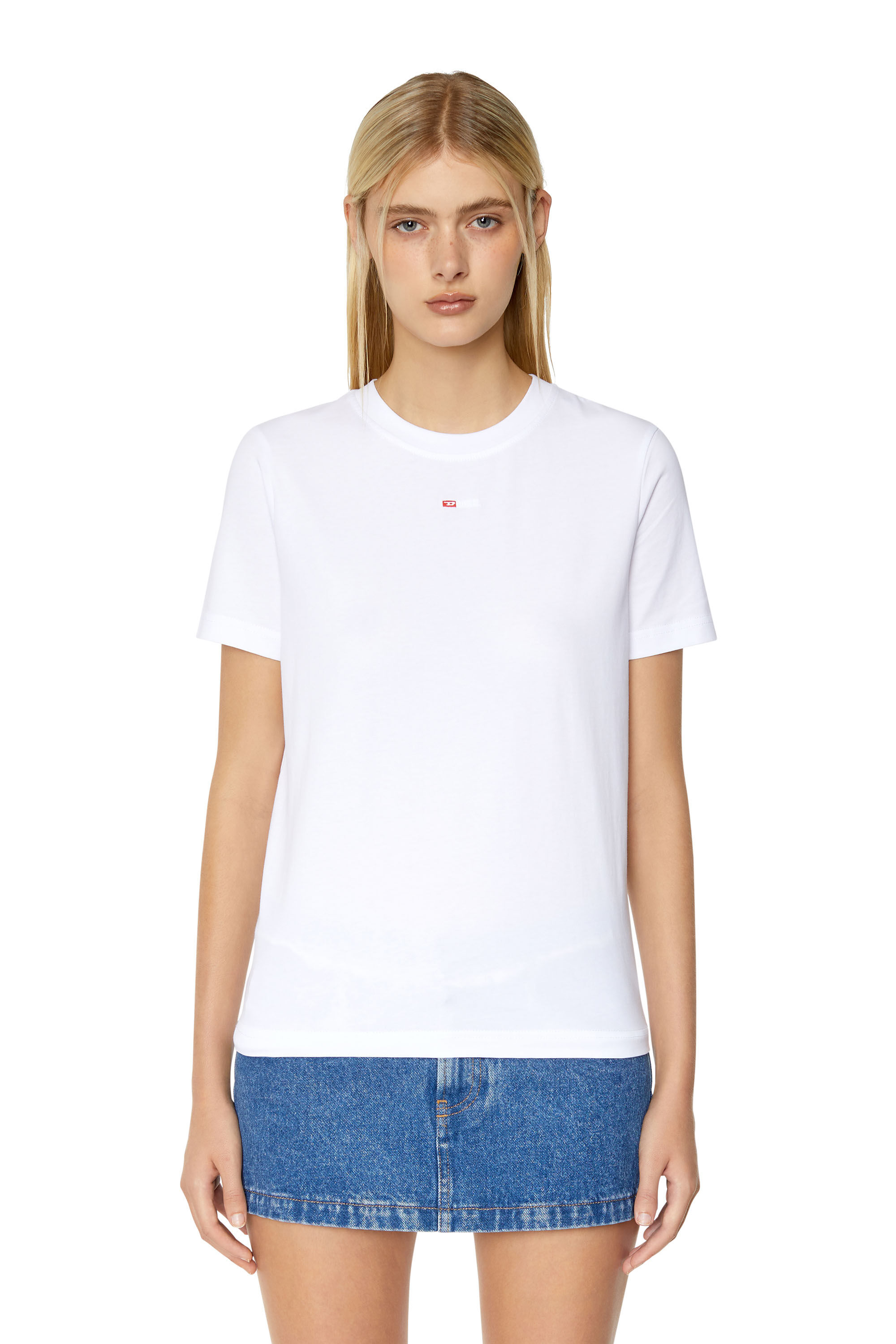 Diesel - T-REG-MICRODIV, Woman T-shirt with embroidered micro logo in White - Image 3