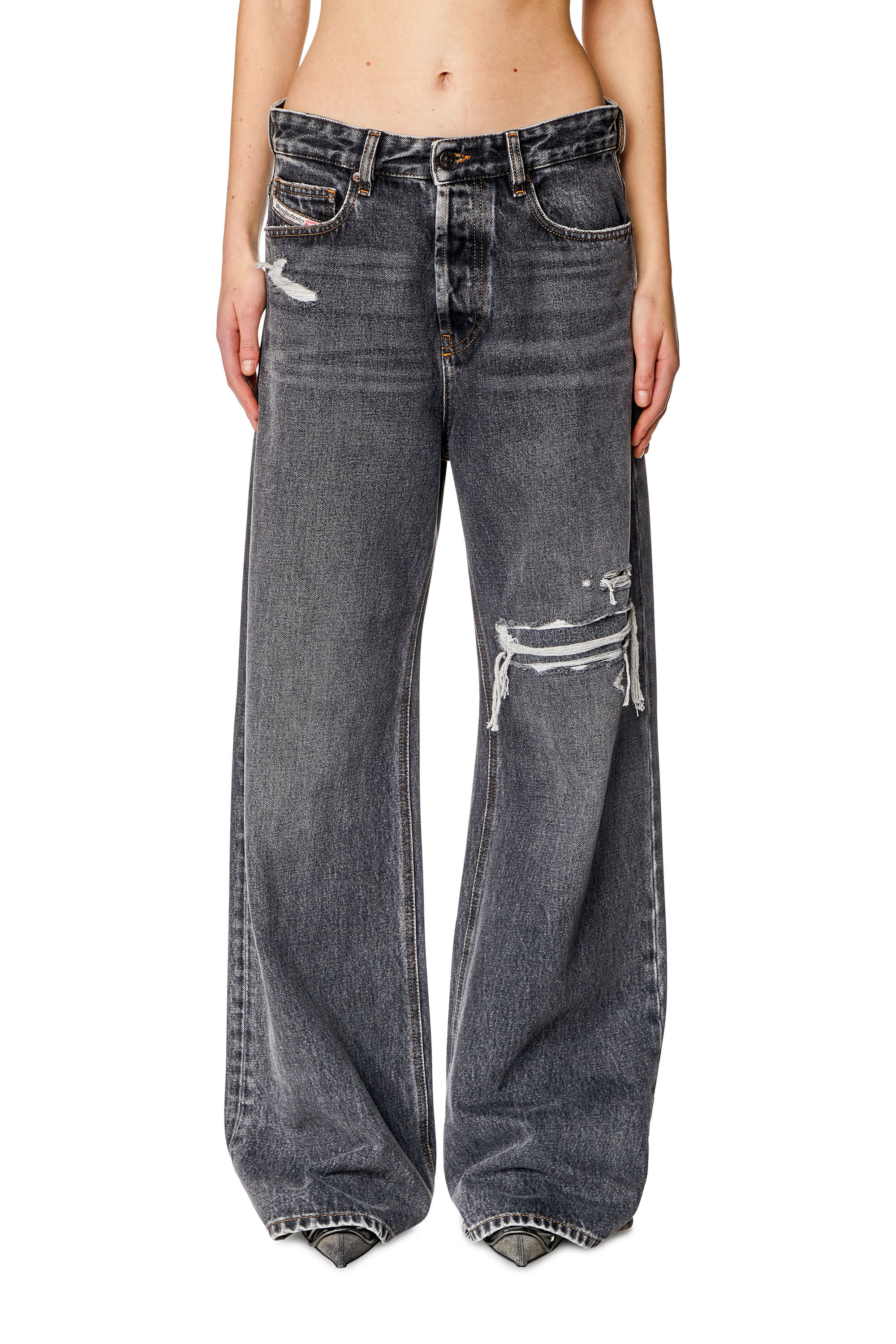 Diesel - Woman Straight Jeans 1996 D-Sire 007F6, Black/Dark grey - Image 3