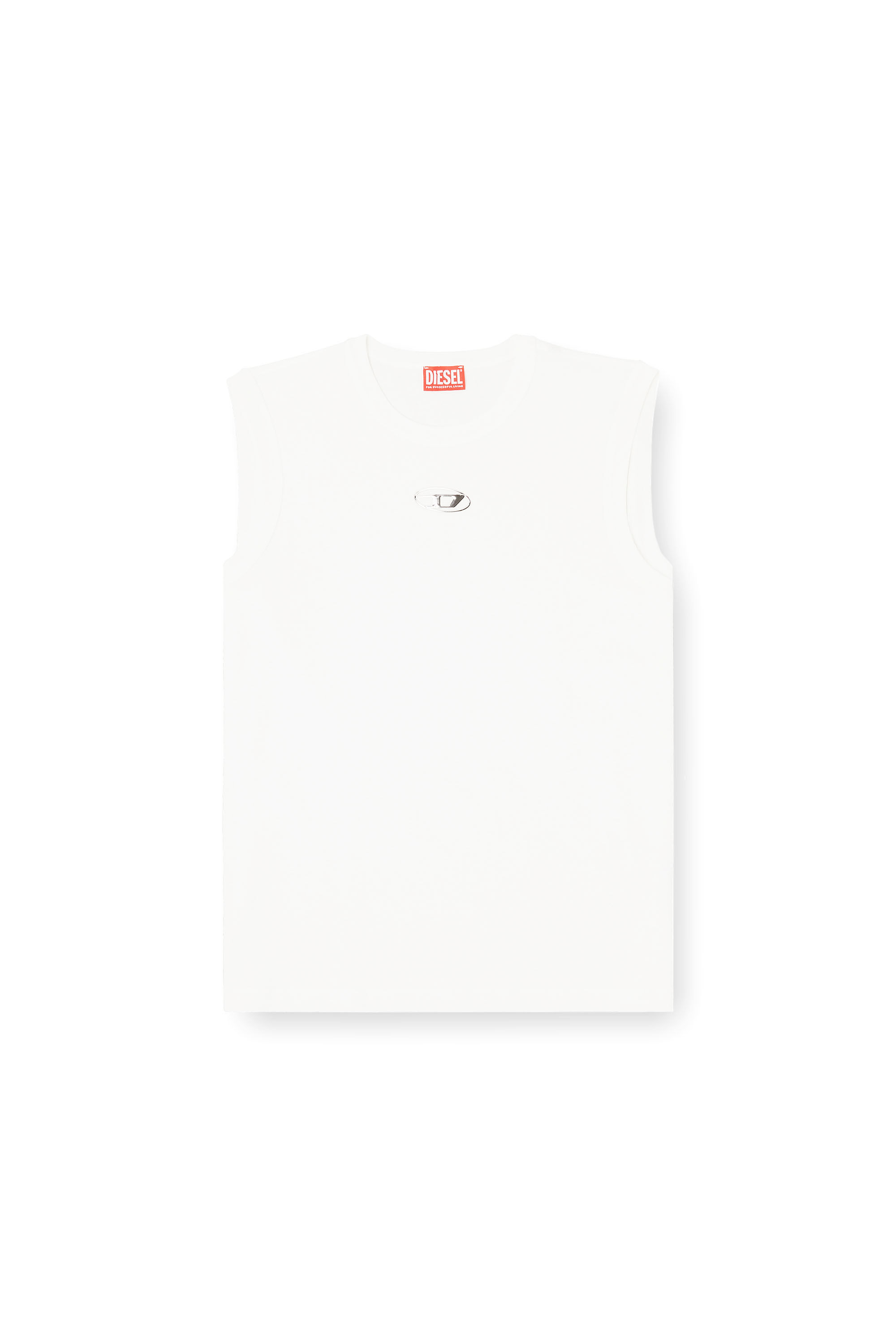 Diesel - T-BISCO-IOD, Man's Cotton tank top with metallic Oval D in White - 2