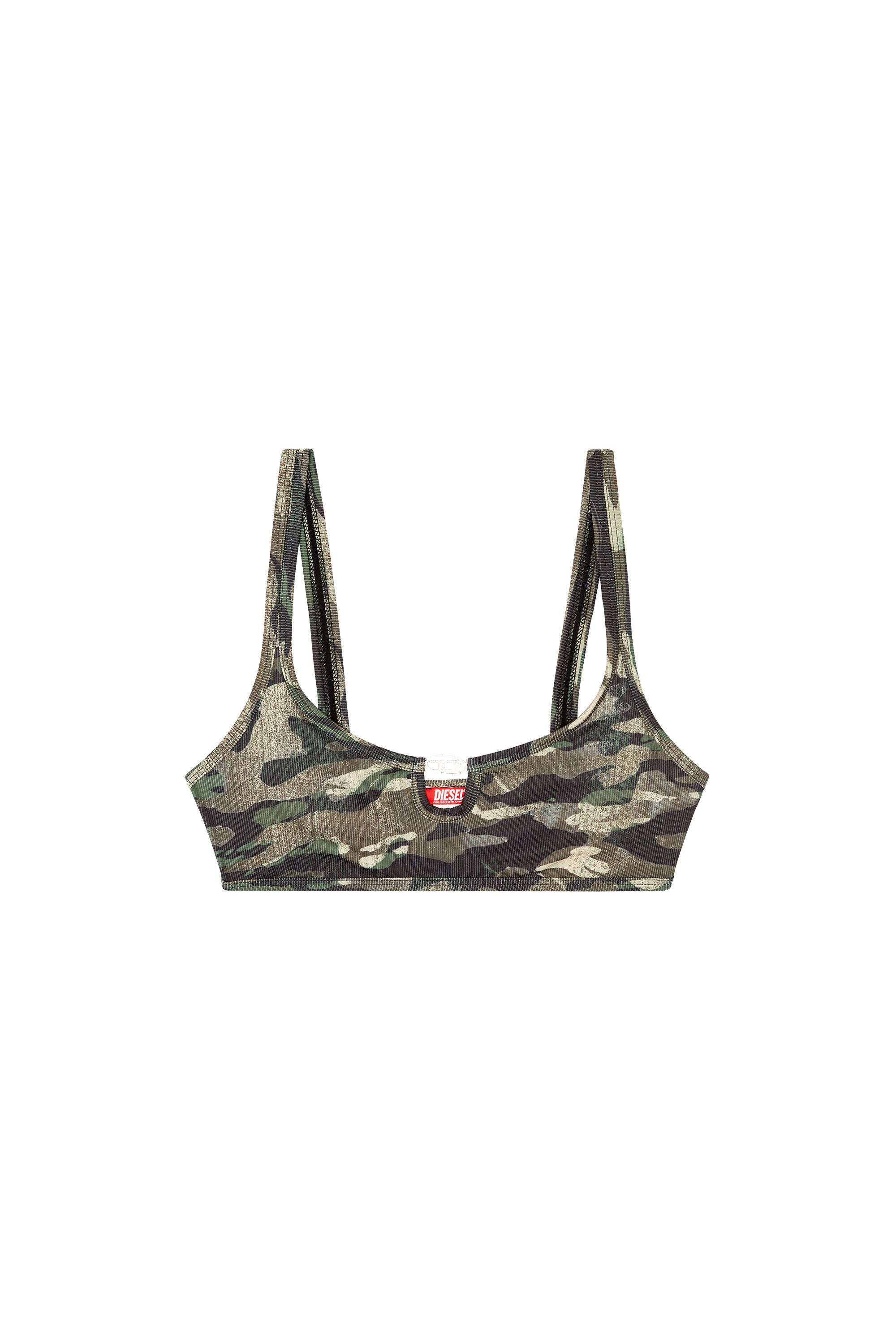 Diesel - BFB-UT-BRA-TOP, Woman Ribbed bralette with camo print in Green - Image 4