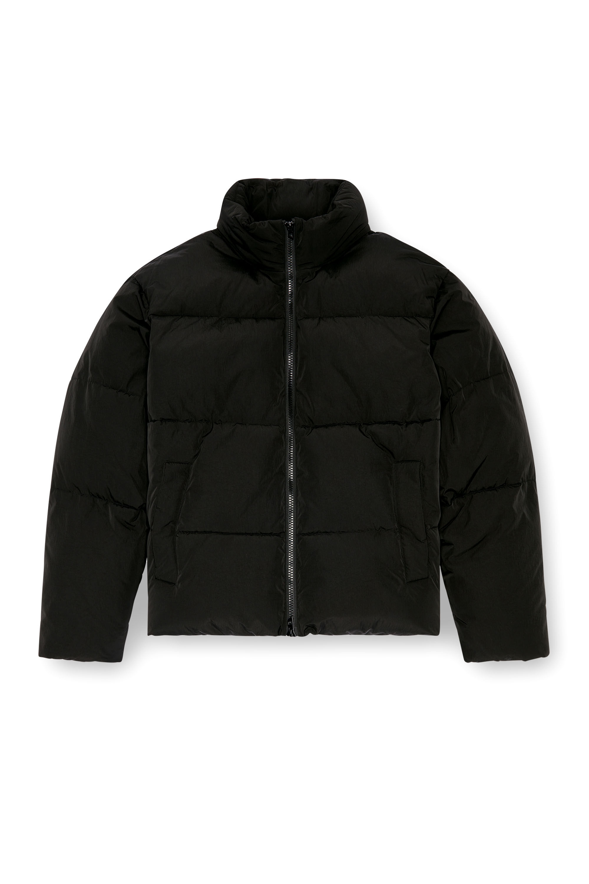 Diesel - W-RAVEEL, Man's Hooded down jacket in wrinkled nylon in Black - 2