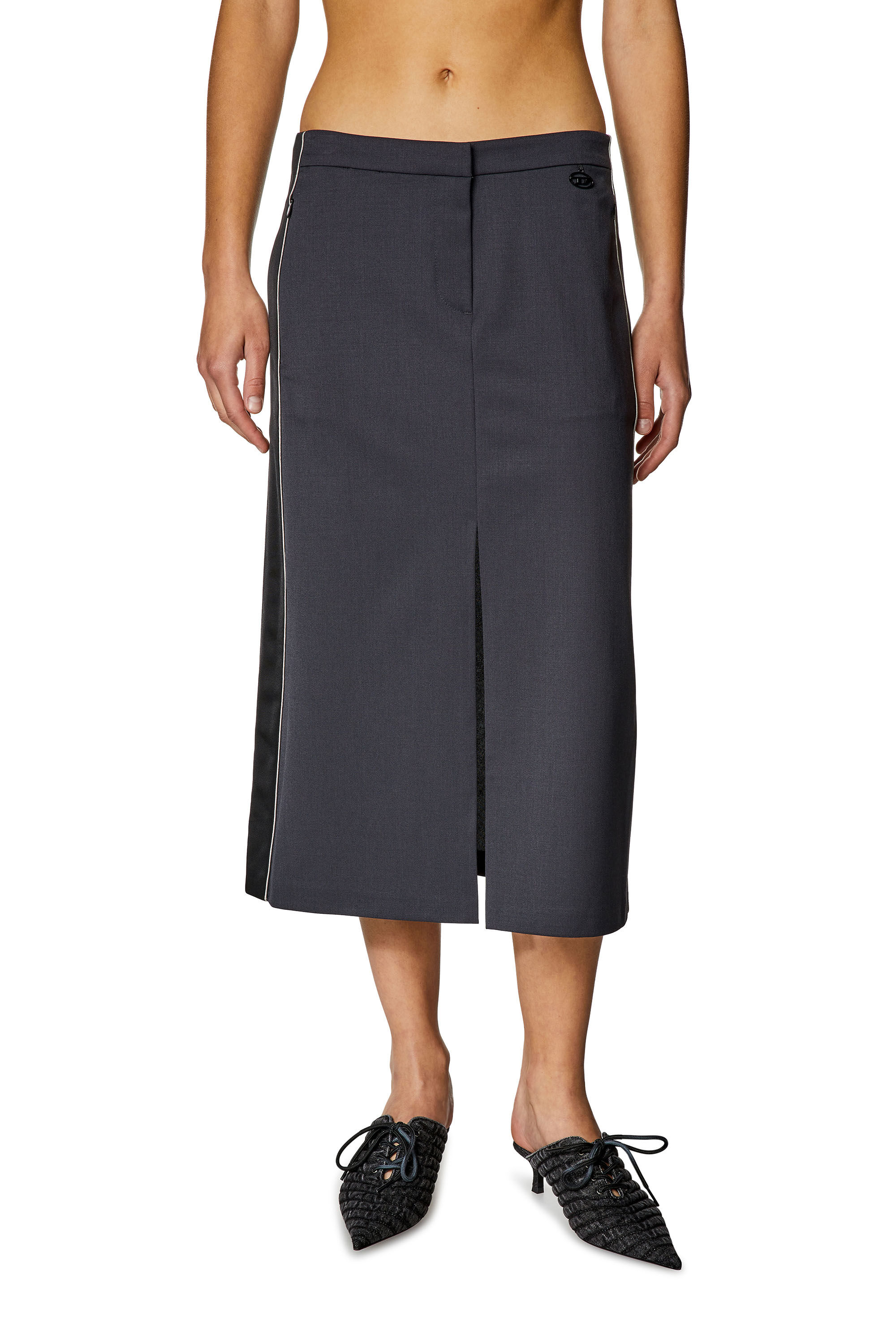 Diesel - O-CARY, Woman Midi skirt in wool blend and double knit in Multicolor - Image 3