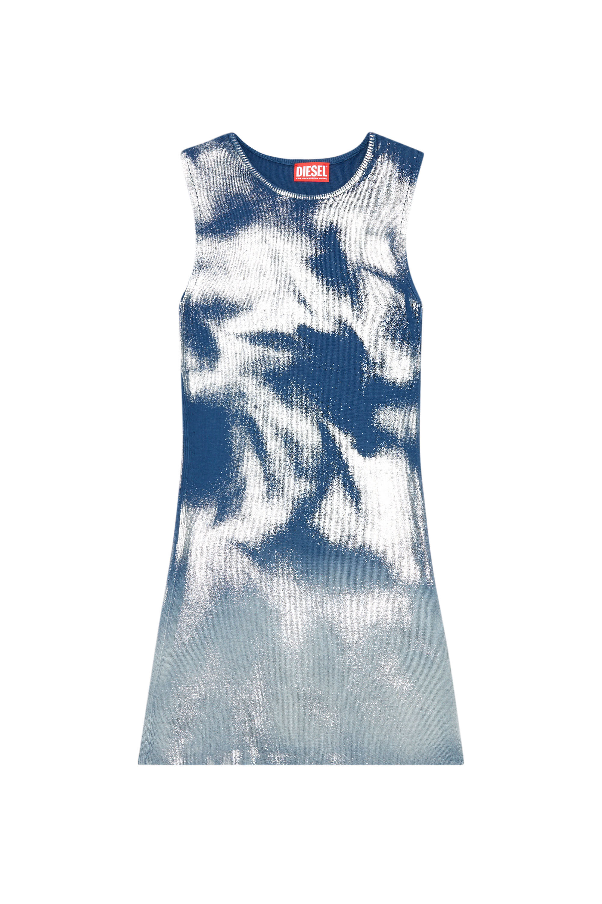 Diesel - M-IDONY, Woman Short knit dress with metallic effects in Blue - Image 2