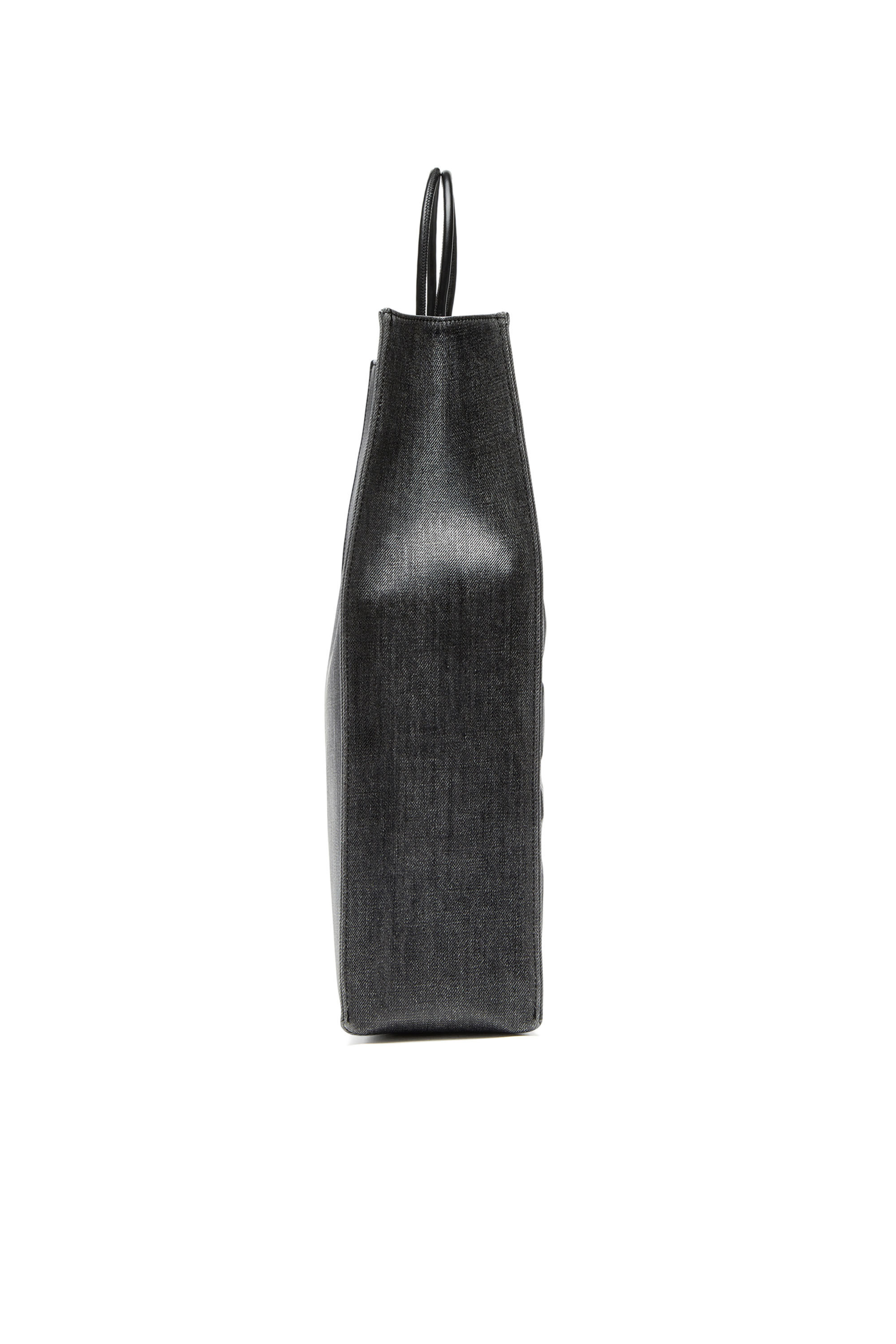 Diesel - DSL 3D SHOPPER L X, Man Dsl 3D L-Large tote bag in coated solarised denim in Black - Image 4