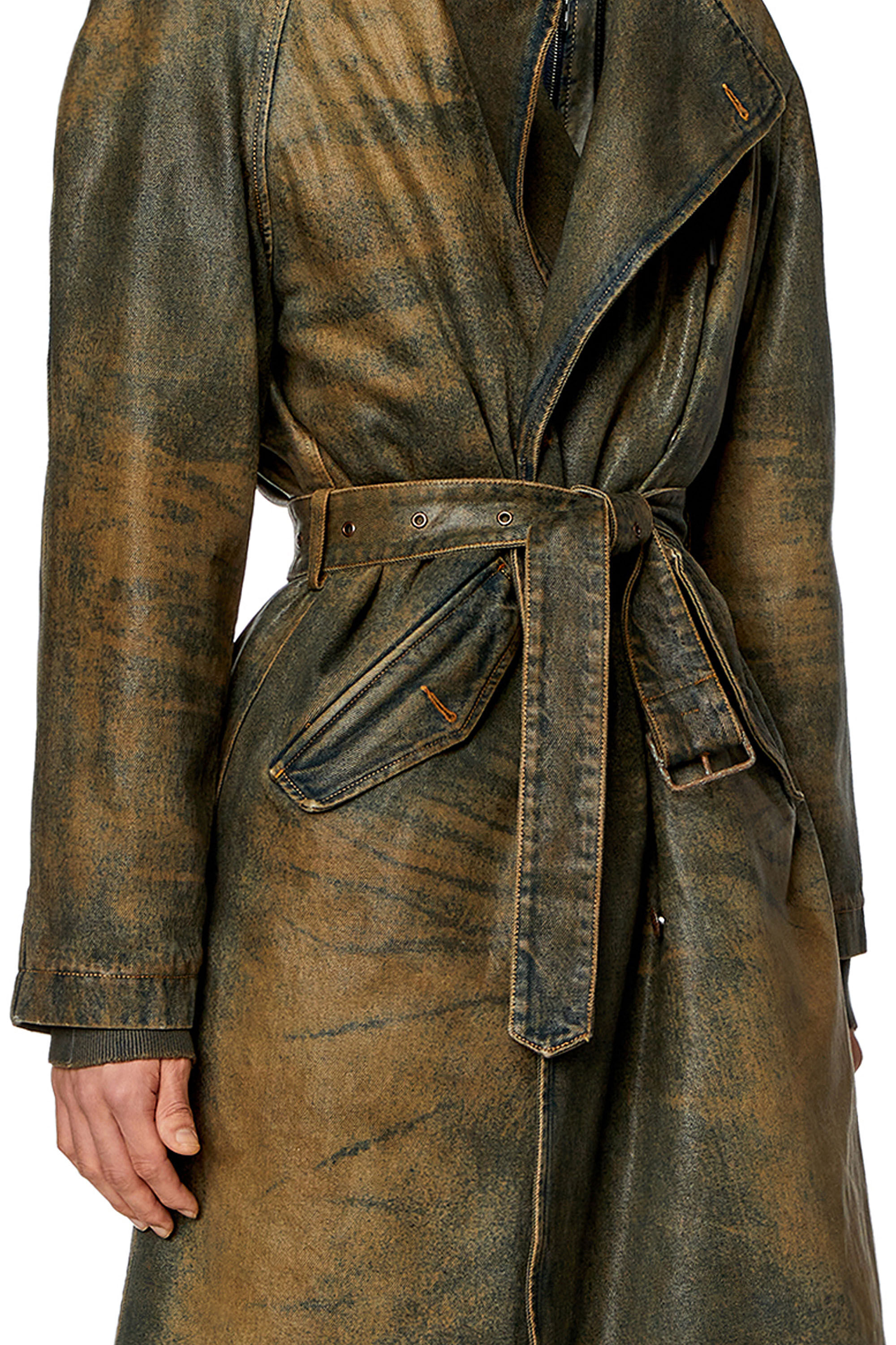 Diesel - CL-J-MATTHEW, Unisex Trench coat in coated denim in Brown - Image 5