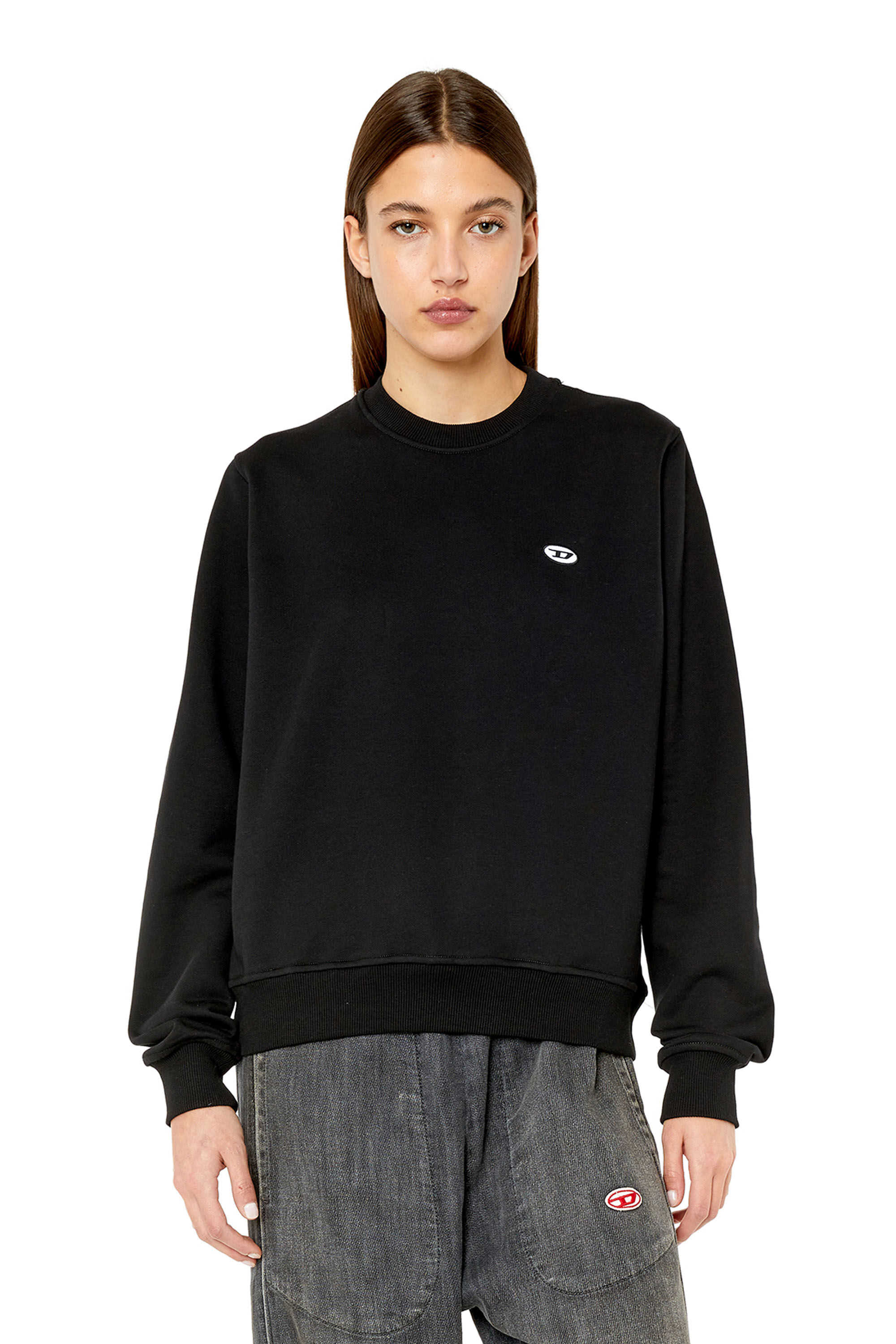 Diesel - F-REGGY-DOVAL-PJ, Woman Sweatshirt with oval D patch in Black - Image 3