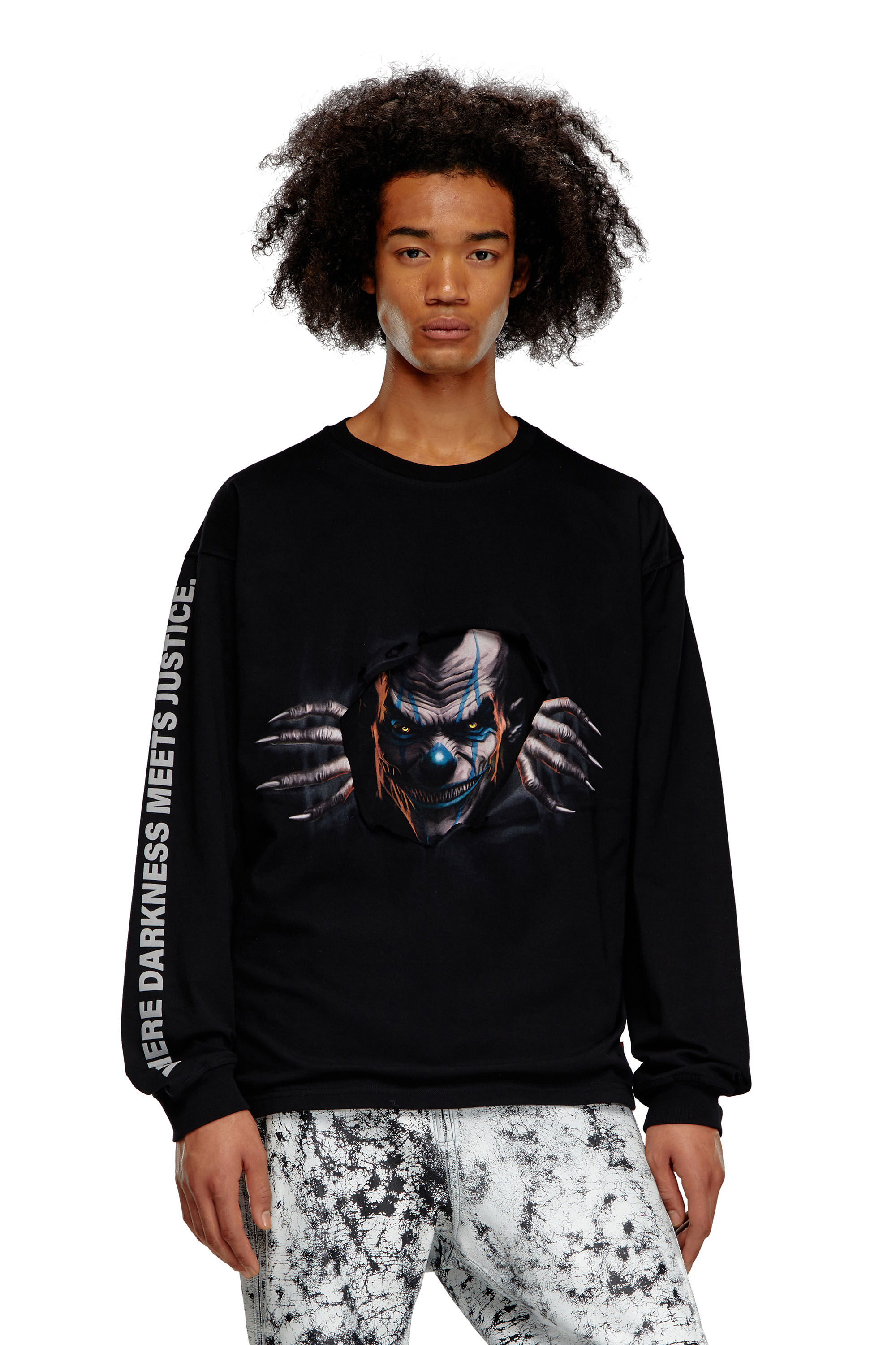 Diesel - T-BOXT-LS-P1, Man Long-sleeve T-shirt with poster print in Black - Image 1