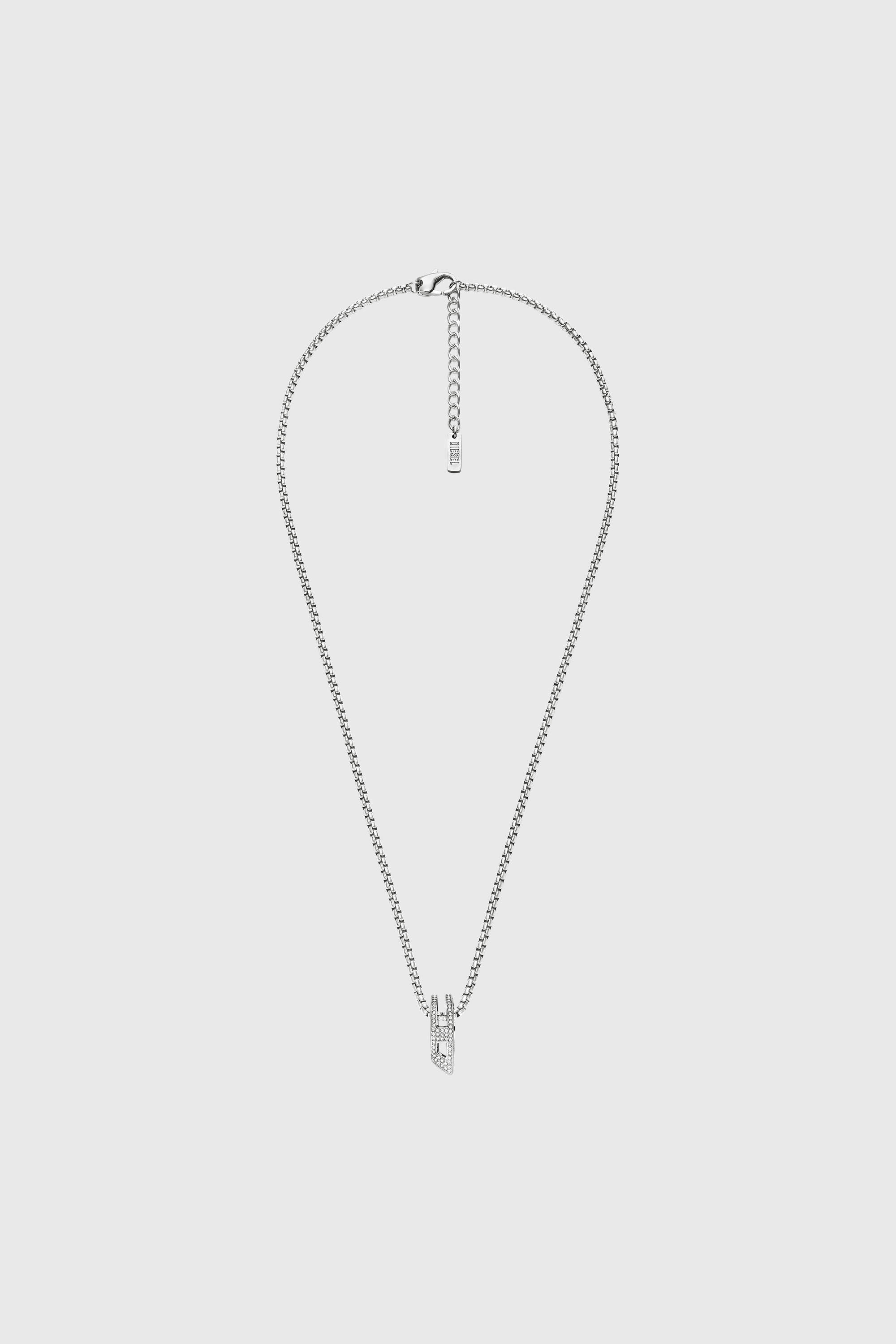 Diesel - DX1741040, Unisex's Stainless steel pave pendant necklace in Silver - 1