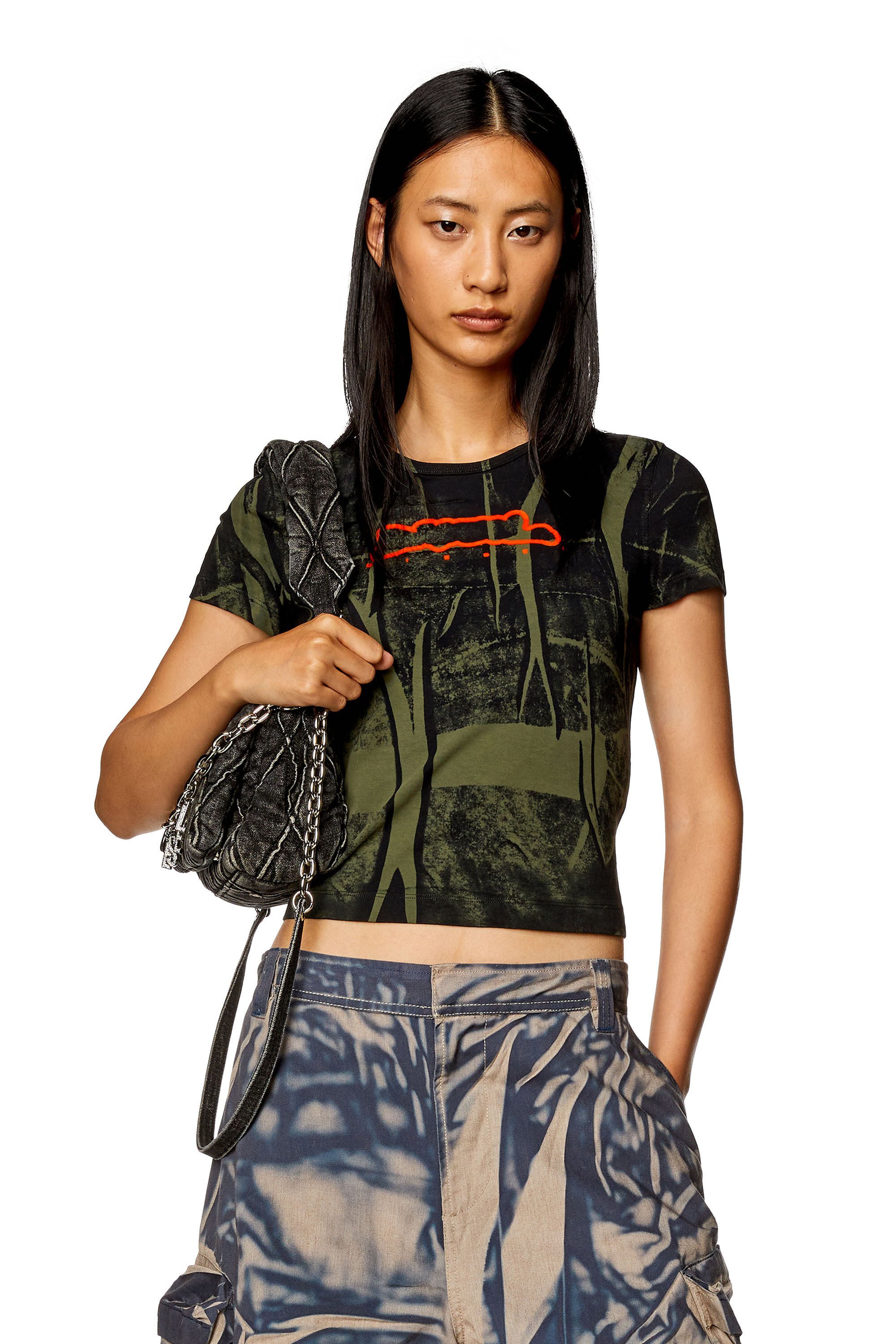 Diesel - T-UNCUTIE-LONG-N5, Woman T-shirt with creased print in Multicolor - Image 3