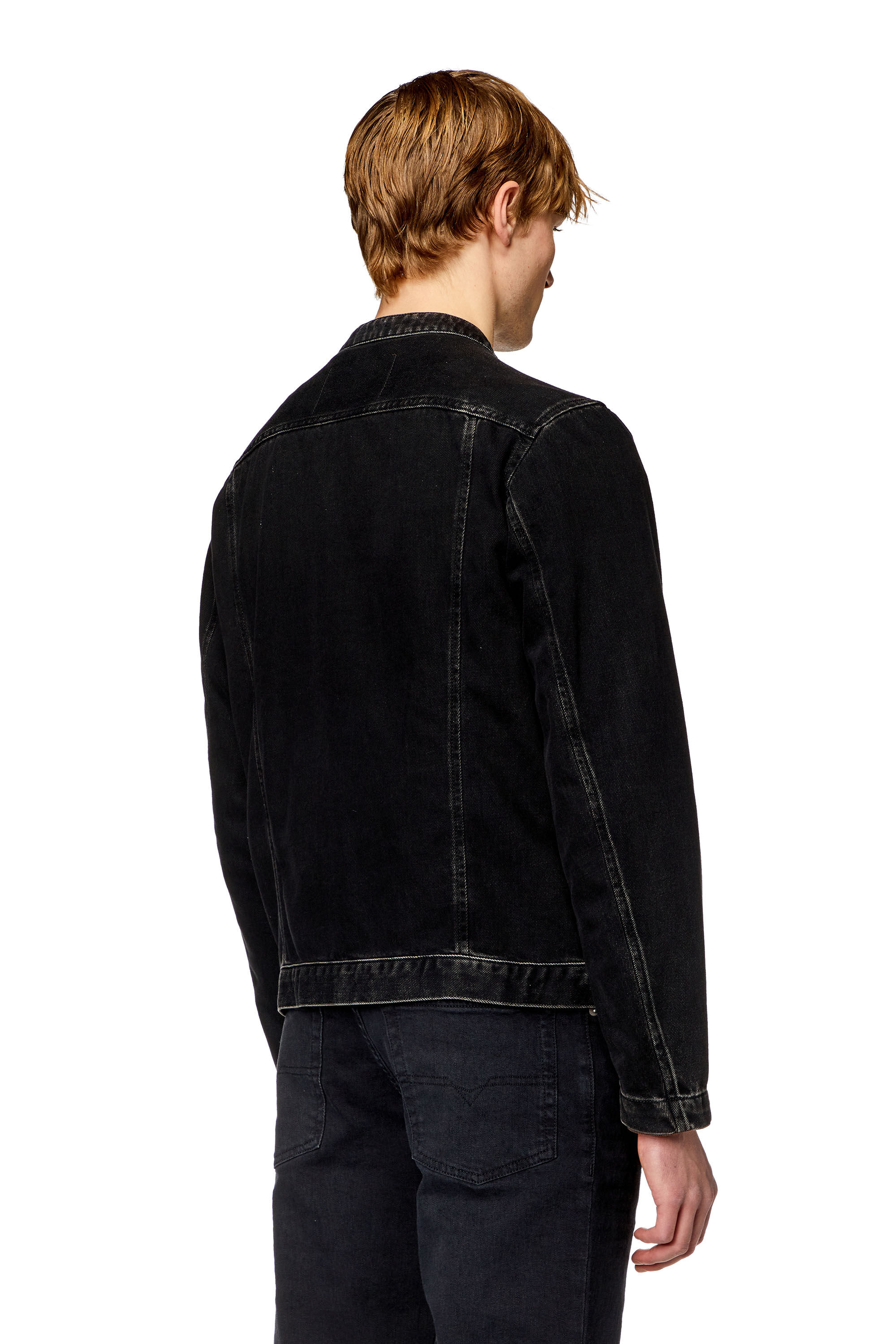 Diesel - D-GLORY, Man Moto jacket in clean-wash denim in Black - Image 4