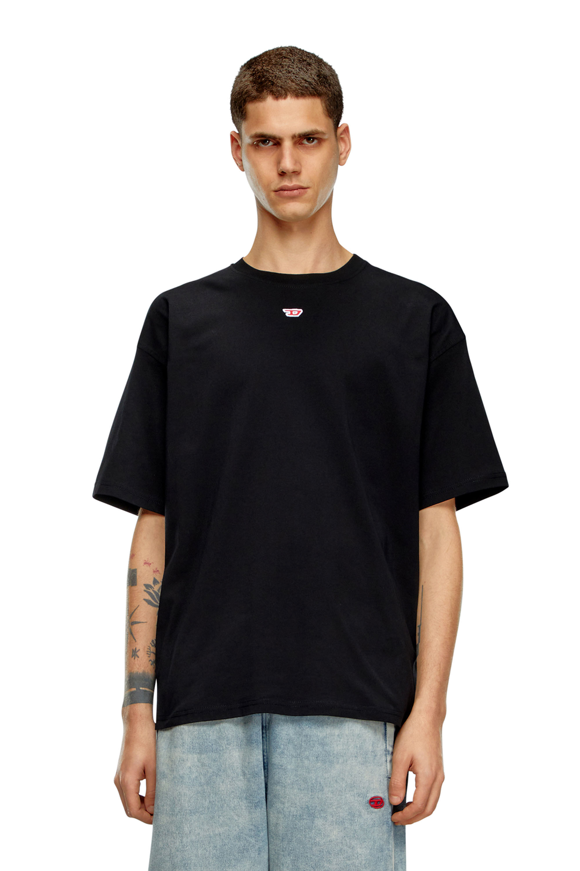 Diesel - T-BOXT-D, Unisex T-shirt with embroidered D patch in Black - Image 3