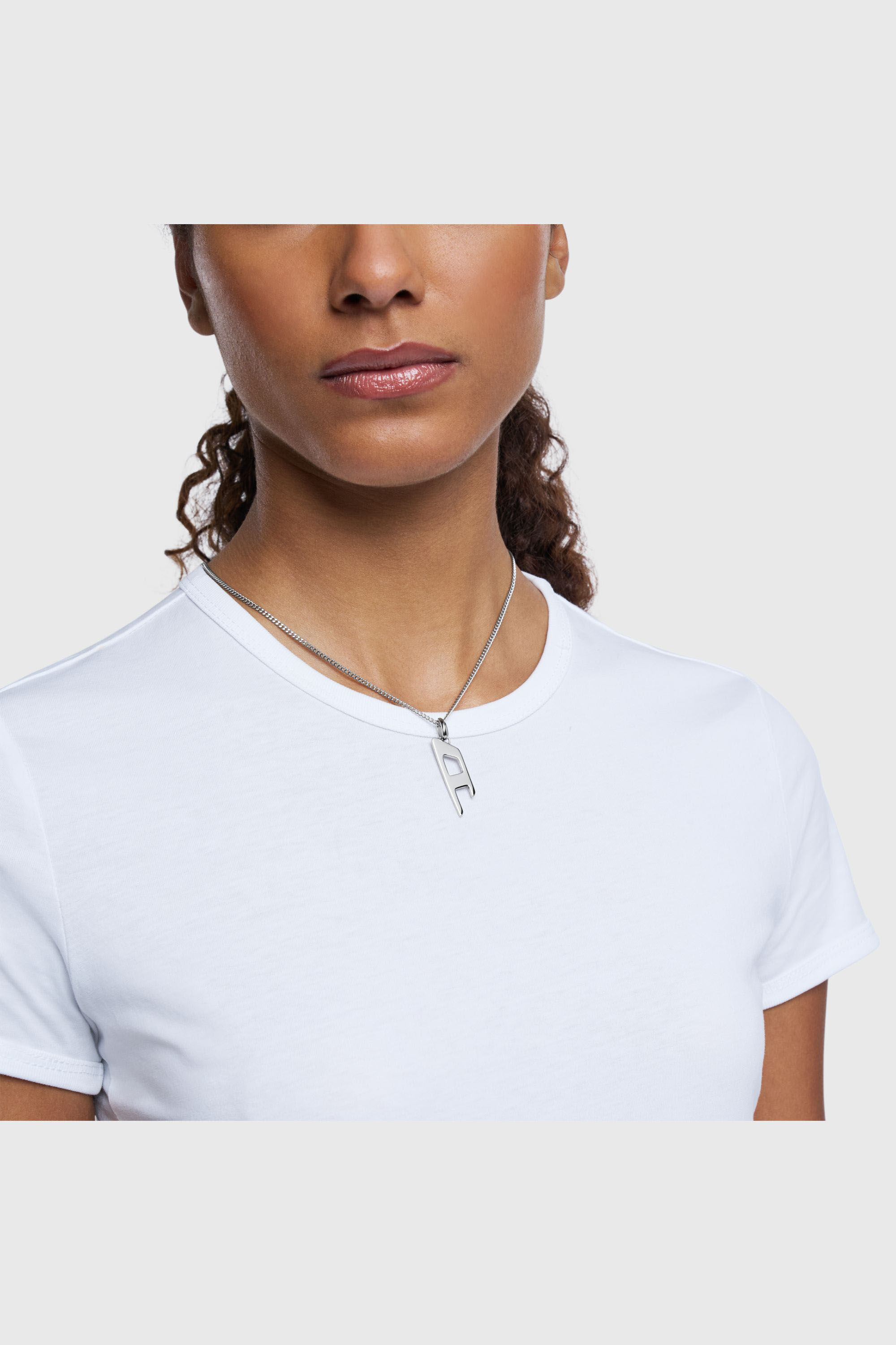 Diesel - DX1625040 JEWELLERY, Unisex's Stainless steel d logo pendant necklace in Silver - 3