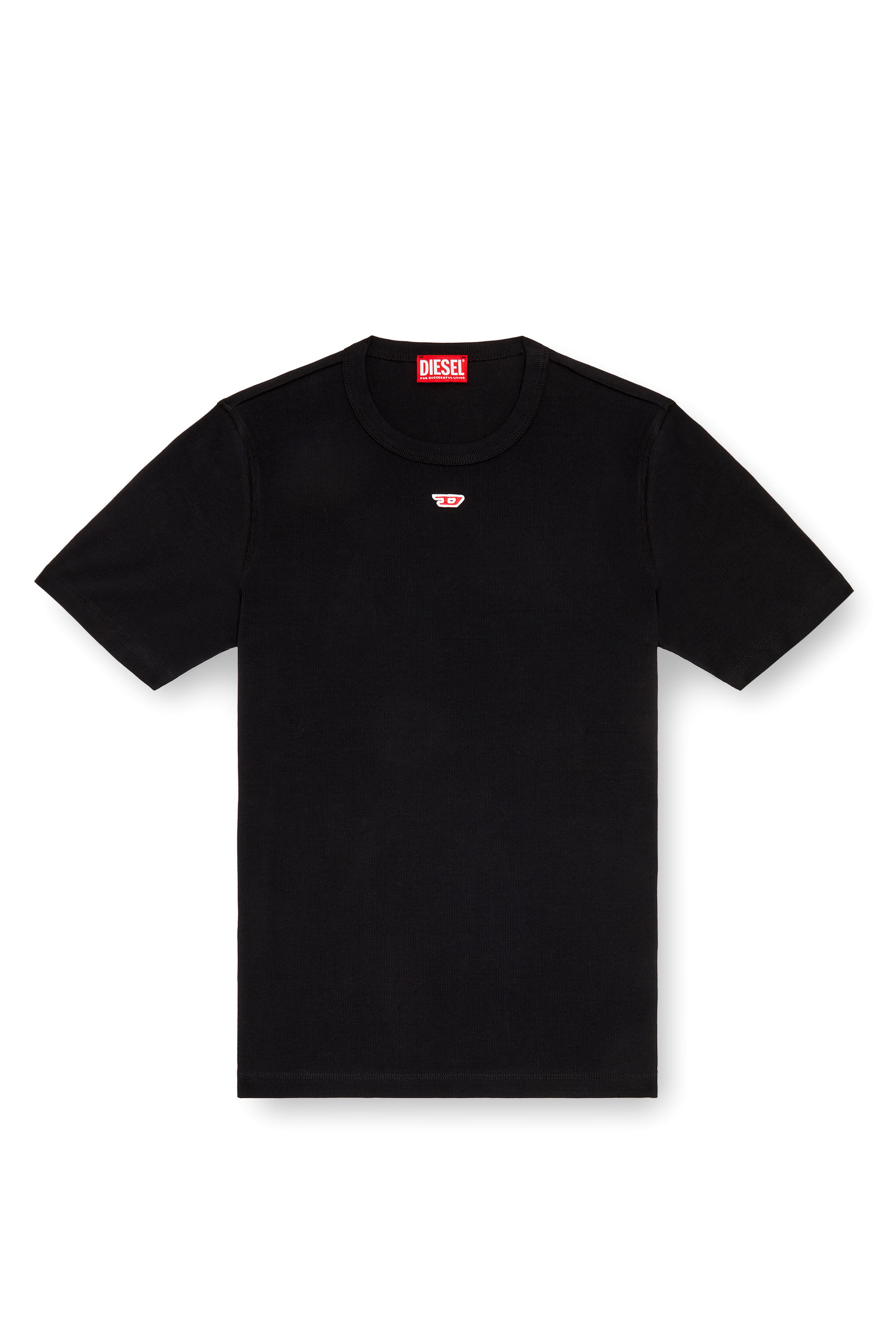 Diesel - D-RIBBER-N, Man T-shirt with D patch in Black - Image 2
