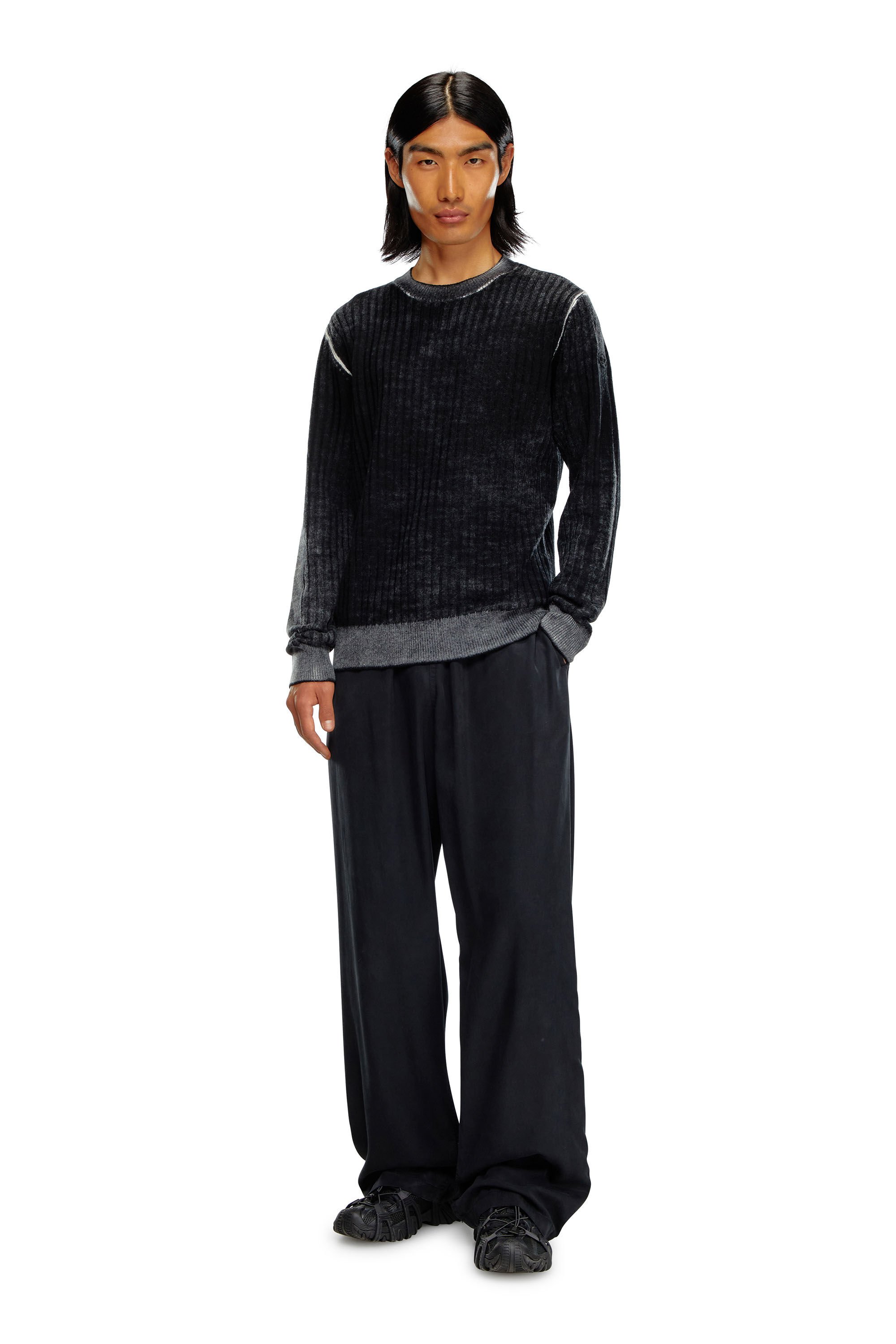 Diesel - K-ANDELERO, Man Printed wool jumper in Grey - Image 1