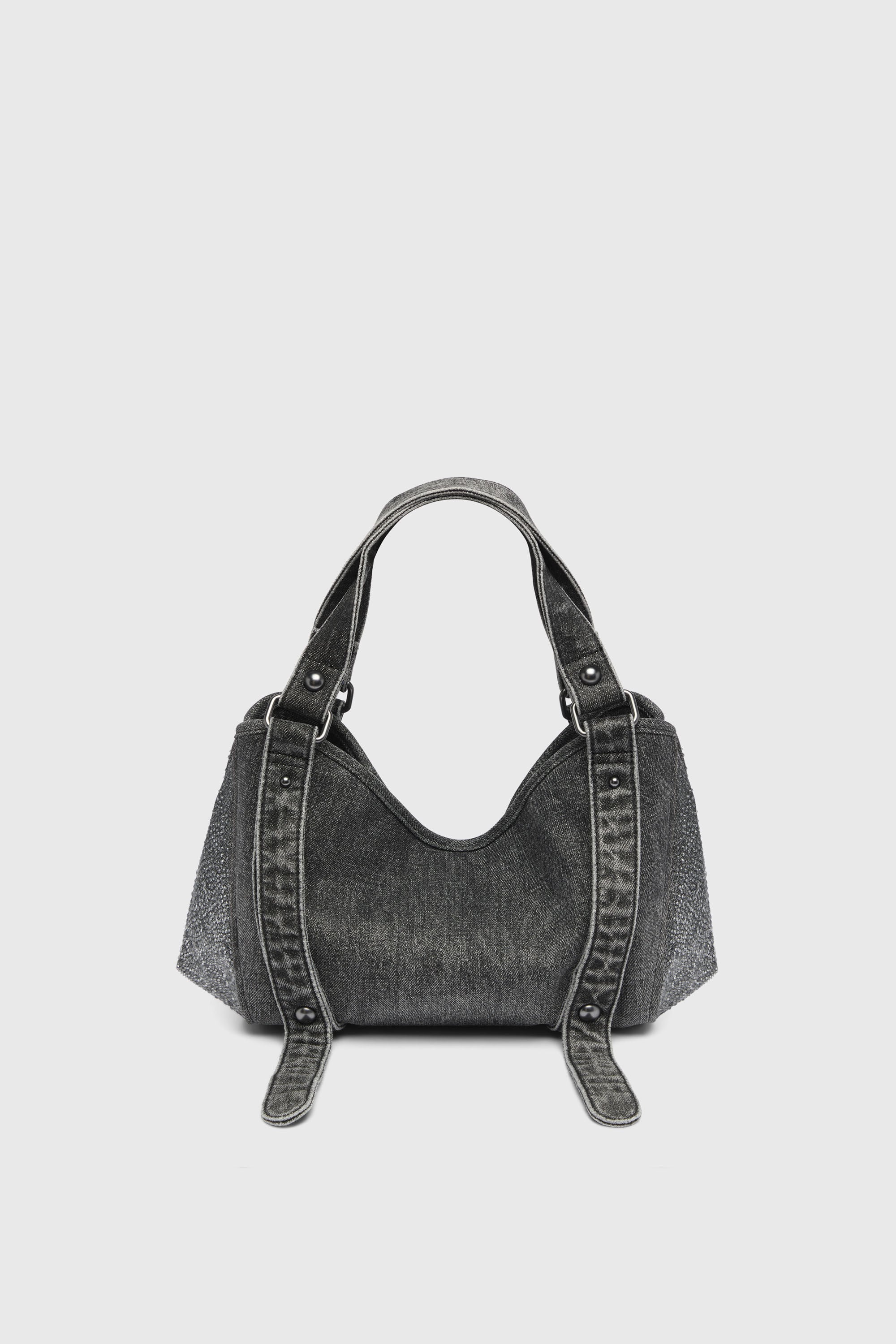 Diesel - D-ONE TOPHANDLE S, Woman's D-One-Small top-handle bag in crystal solarised denim in Black - 4