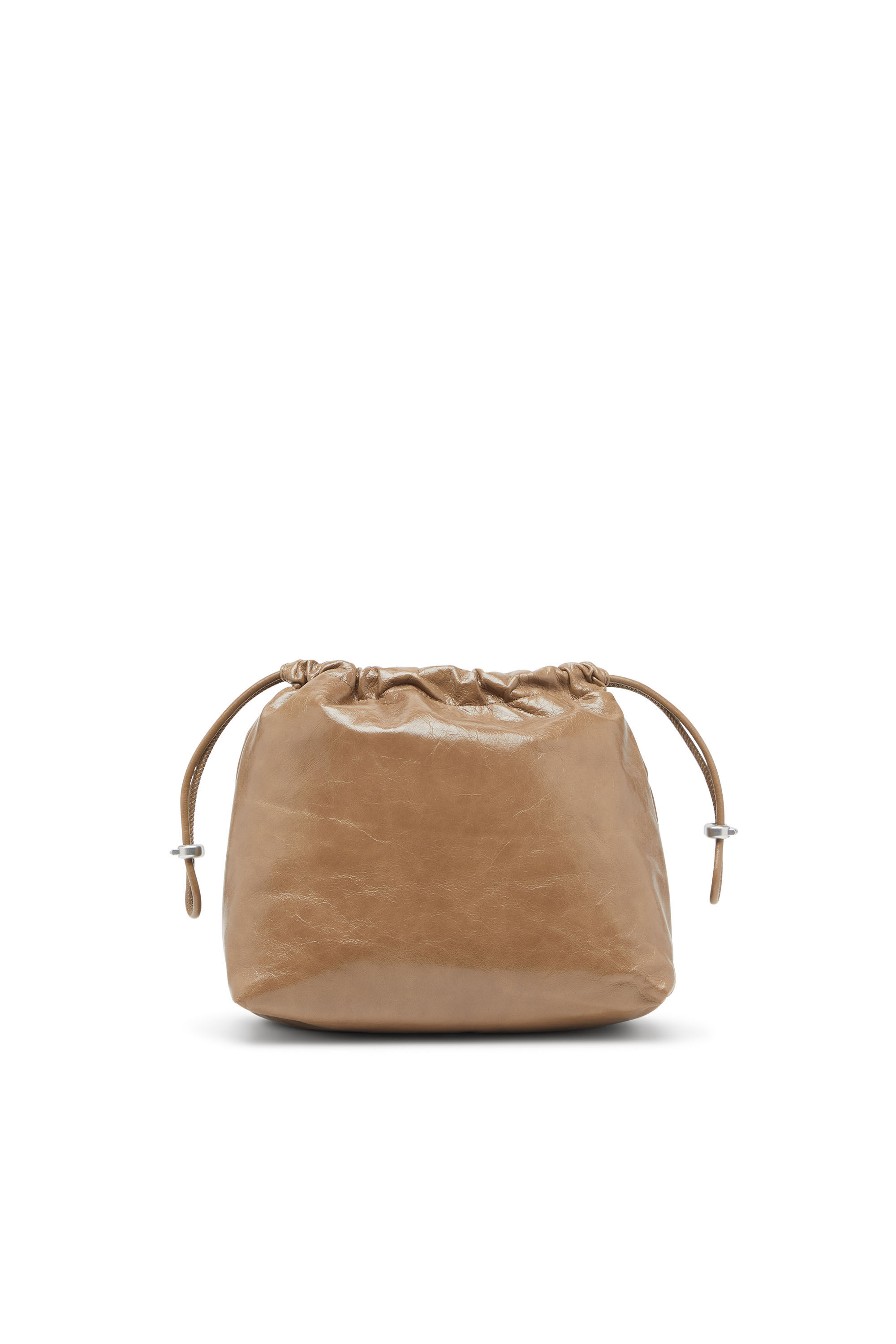 Diesel - SCRUNCH-D BUCKET, Woman's Scrunch-D-Bucket bag in shiny wrinkled leather in Light Brown - 2
