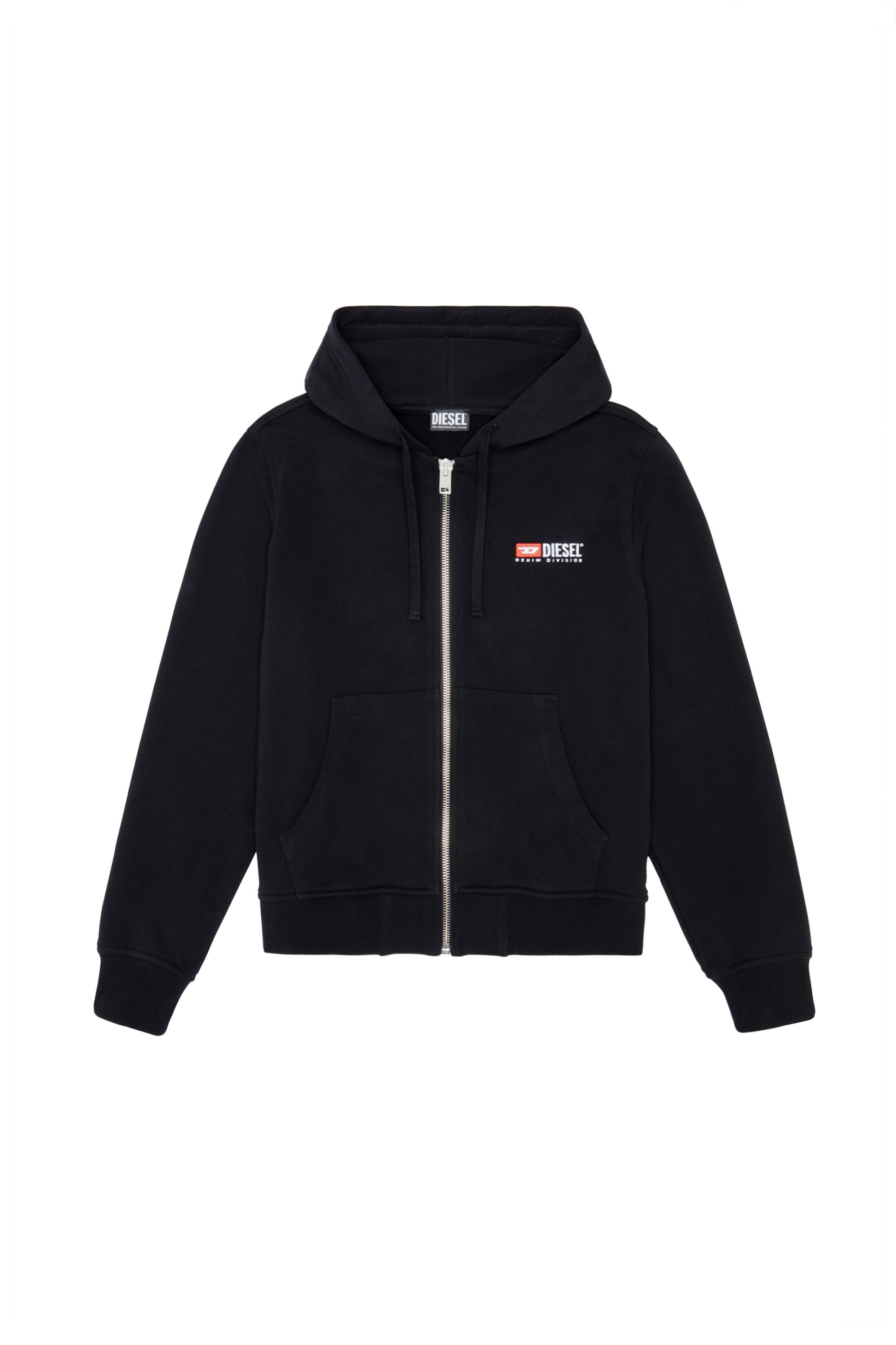 Diesel - S-GINN-HOOD-ZIP-DIV, Man Zip-up hoodie with logo embroidery in Black - Image 2