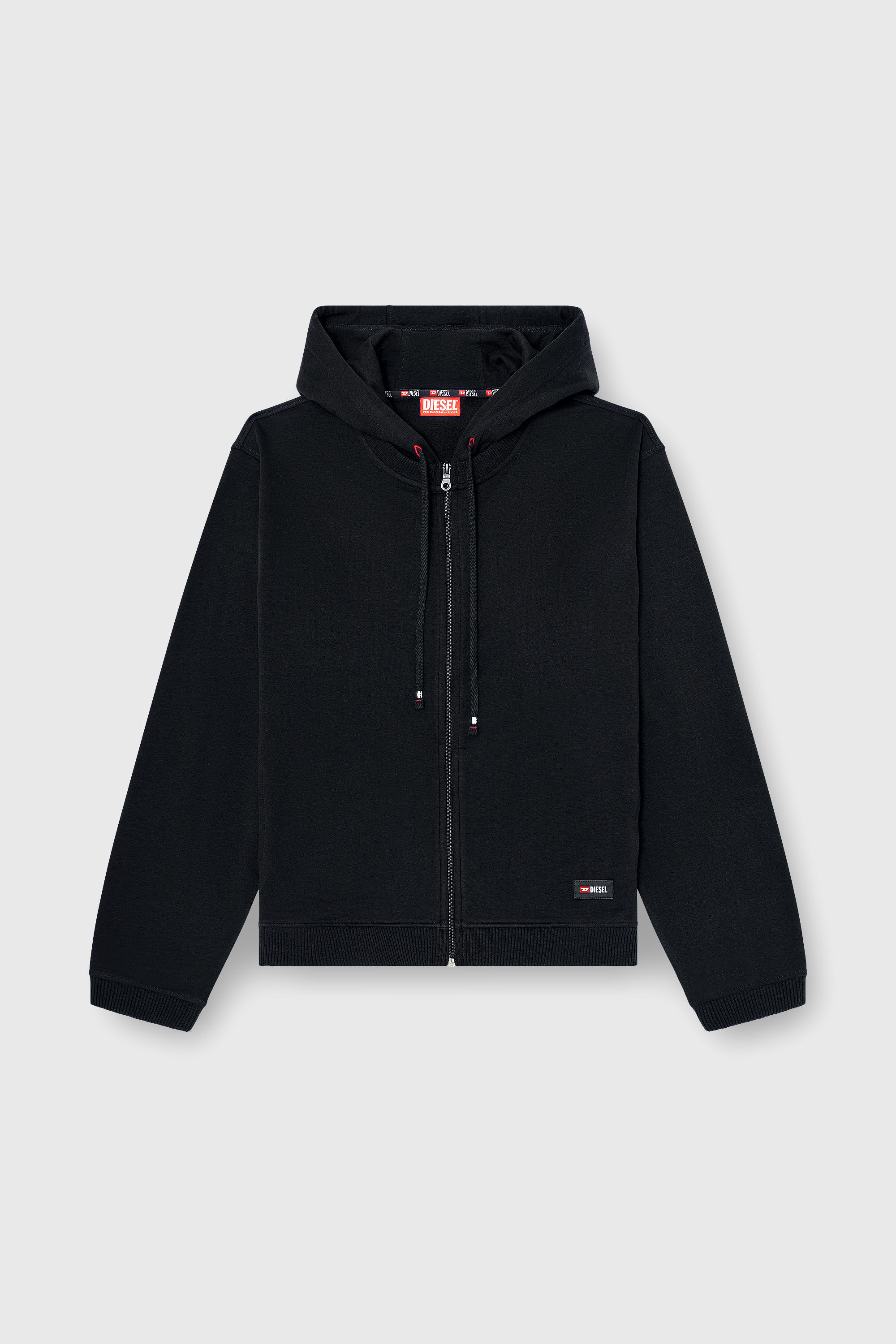 Diesel - JOY-D-CORE, Man's Hoodie in peached cotton blend in Black - 2