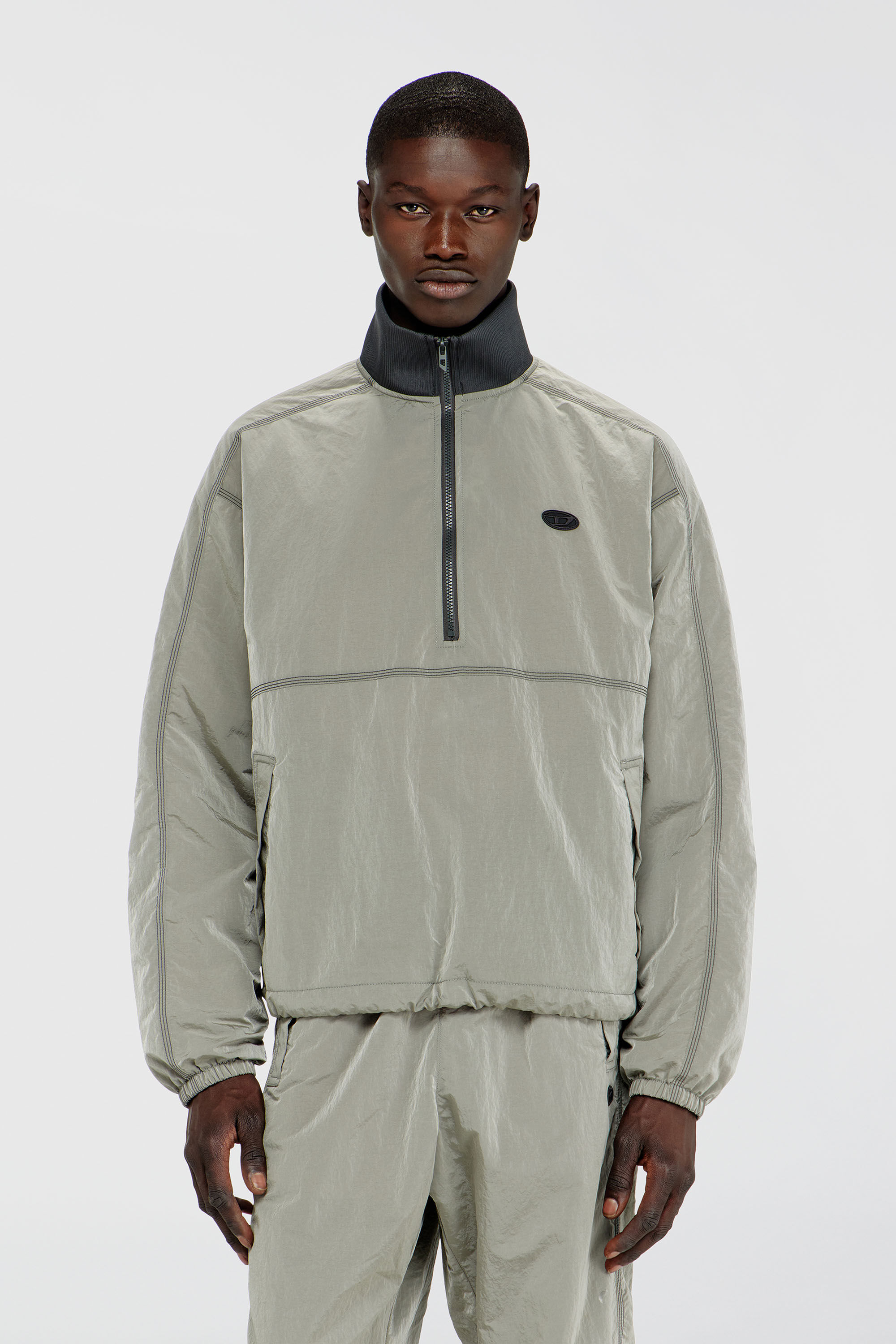 Diesel - J-ANOK, Man's Nylon jacket with crinkle effect in Light Grey - 3