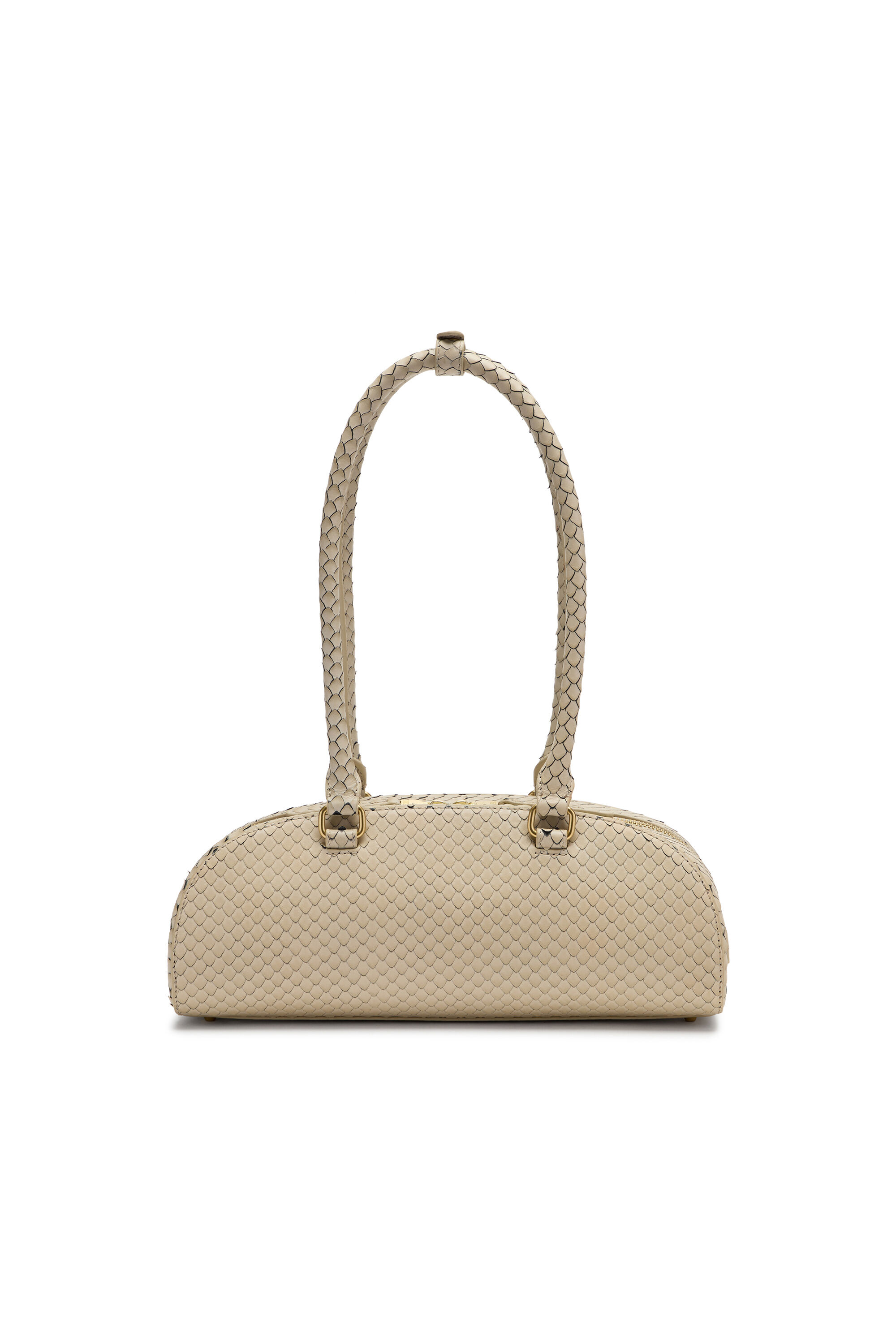 Diesel - 1DR DOME SHOULDER EW, Woman's 1DR Dome-Elongated bowling bag in textured leather in Beige - 3