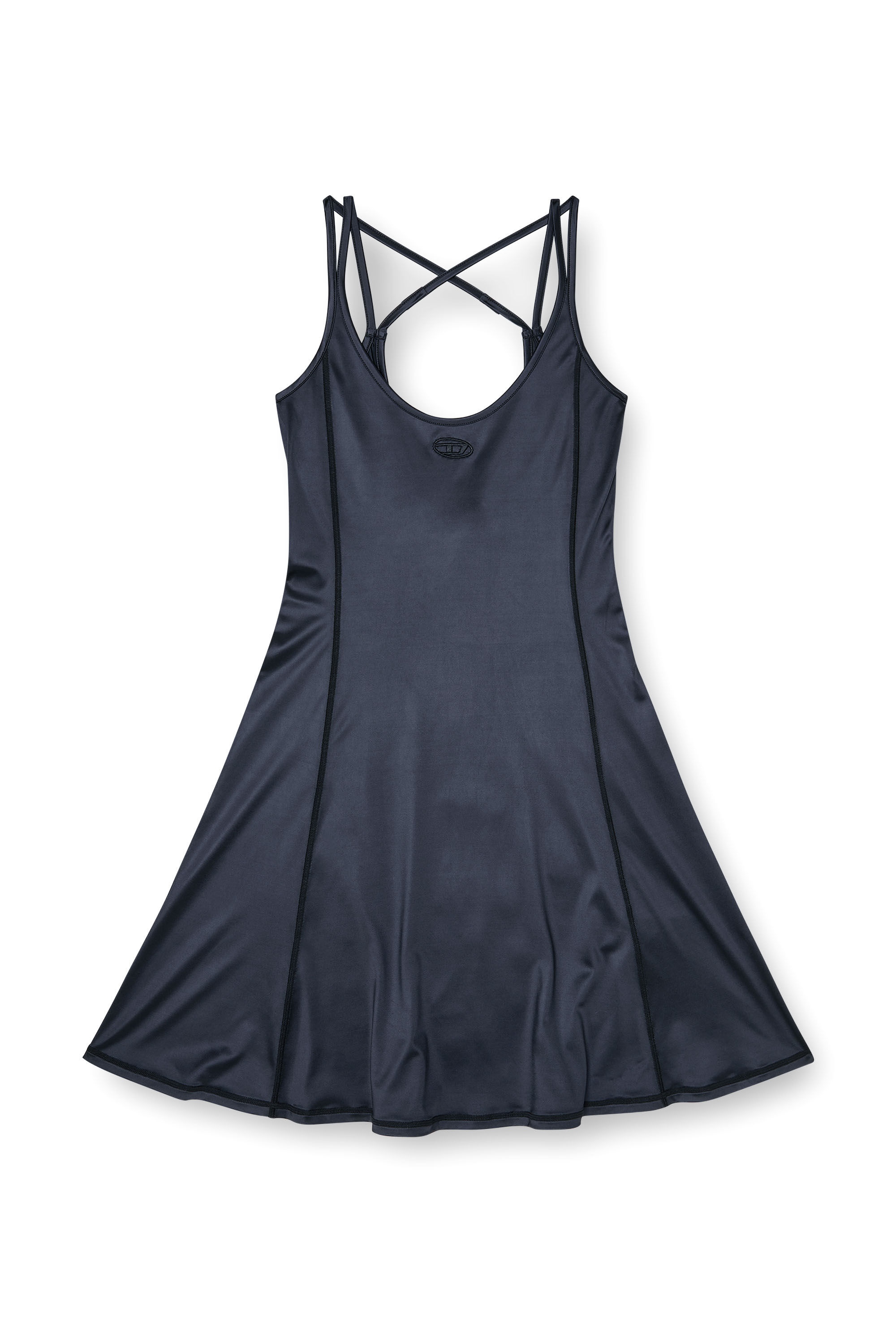 Diesel - D-IMMY, Woman's Fluid mini dress with double straps in Black - 2