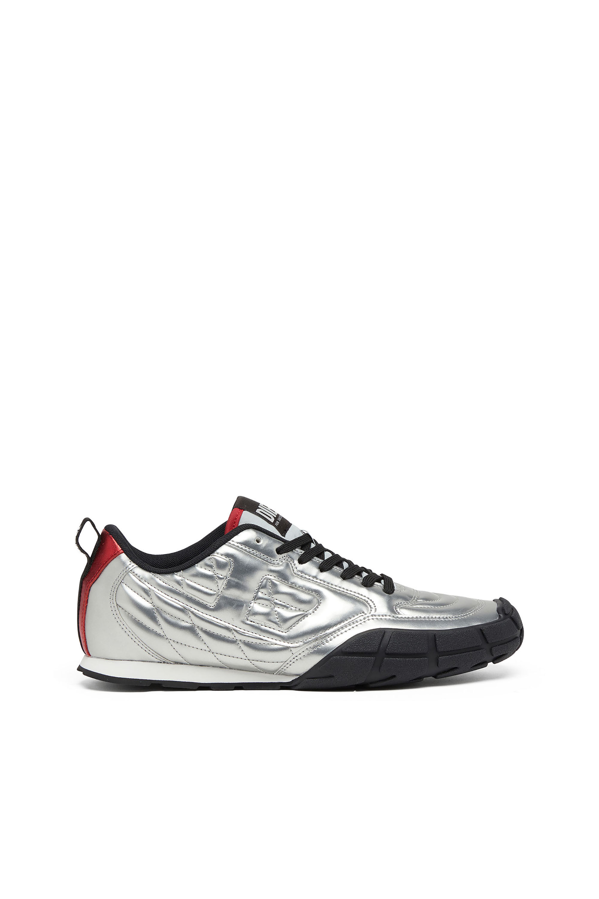 Diesel - S-PAGODHA LOW, Man's S-Pagodha-Quilted metallic sneakers in Silver/Black - 1